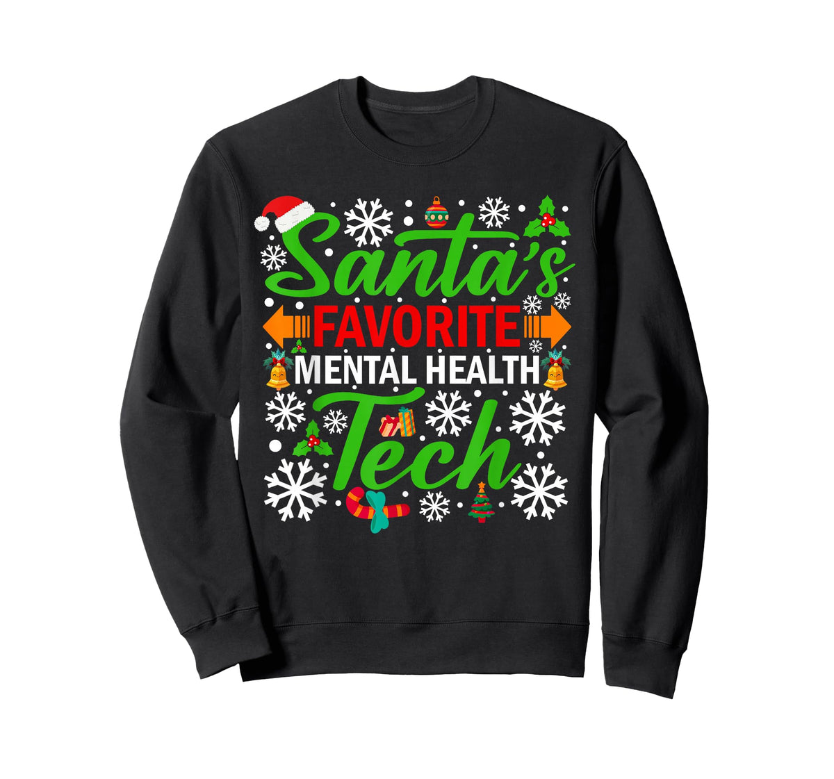 Santa's Favorite Mental Health Tech Shirt Funny Christmas T-Shirt