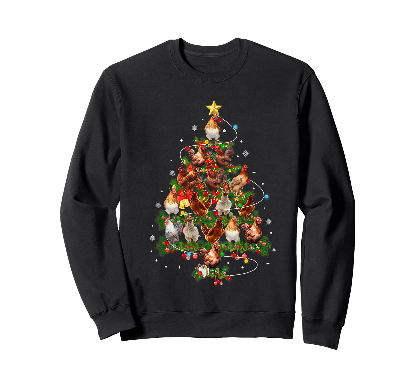Chicken Christmas Tree Lights Santa Hat Xmas Chicken Lover T-Shirt