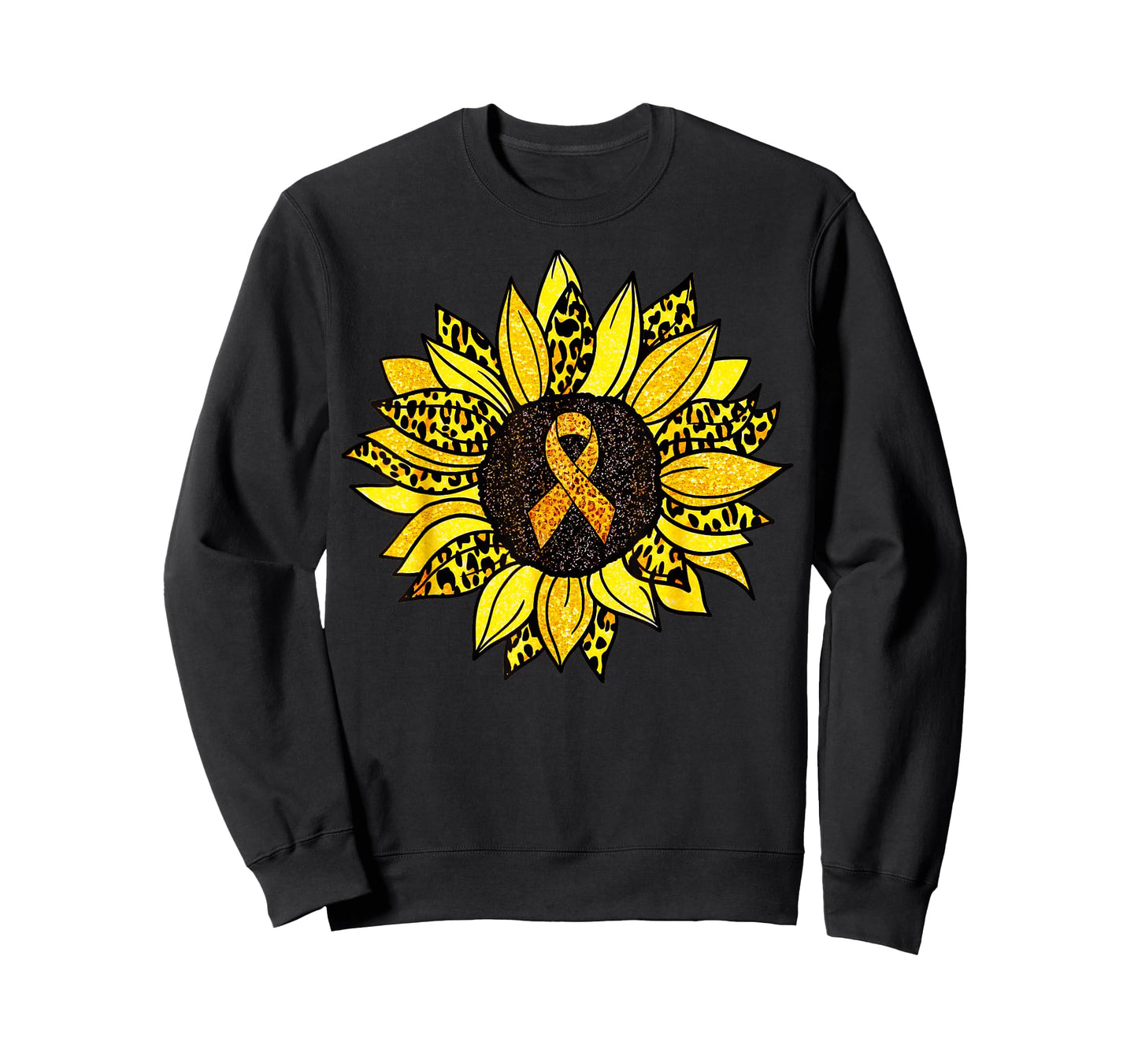 Childhood Cancer Awareness Yellow Sunflower Gold Ribbon T-Shirt