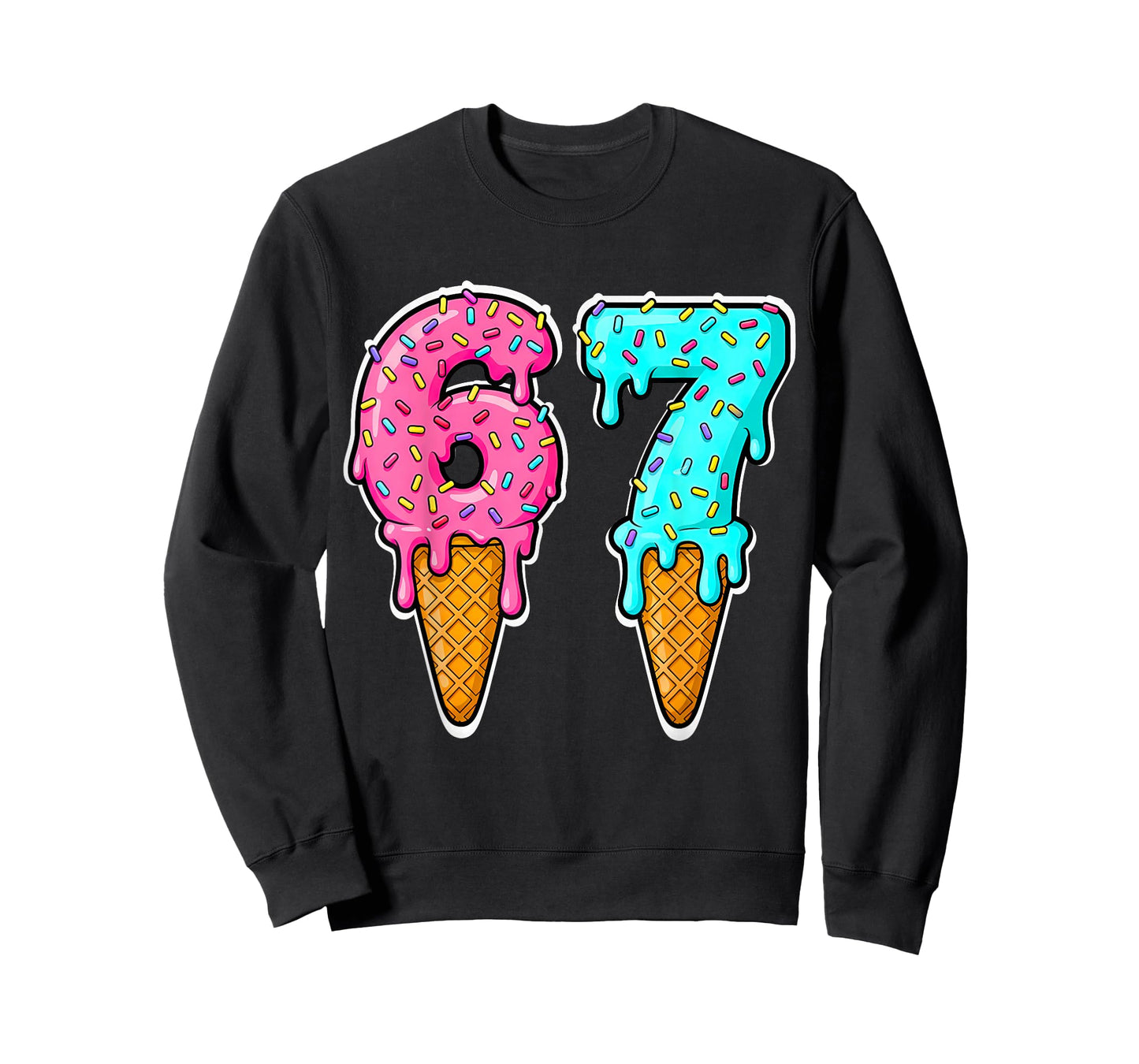 Six Seven Ice Cream Drip Gen Alpha Slang 6 7 Trending Meme T-Shirt