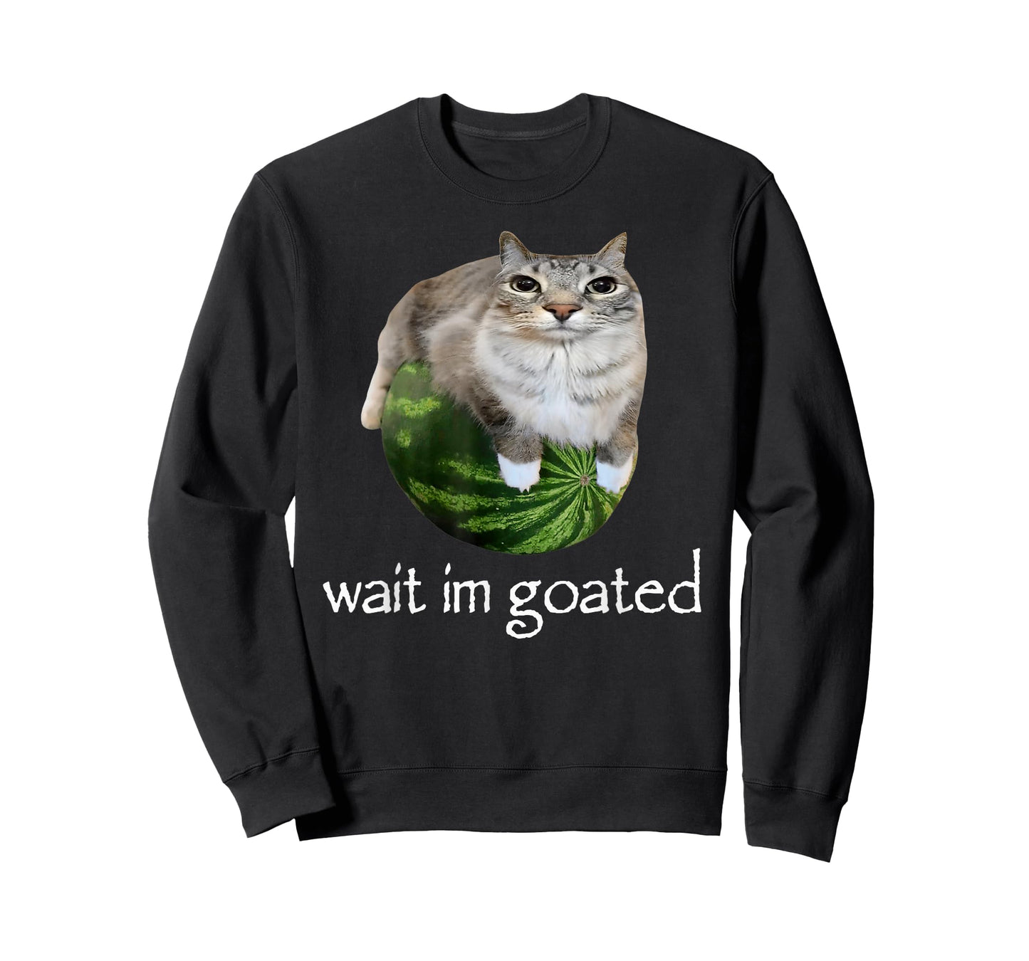 Wait I'm Goated Cat Meme Funny Watermelon Silly Cat Humor T-Shirt