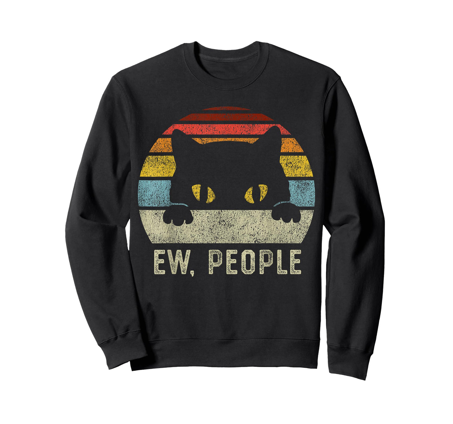 Ew People Retro Cat Funny Vintage Anti Social Introvert T-Shirt