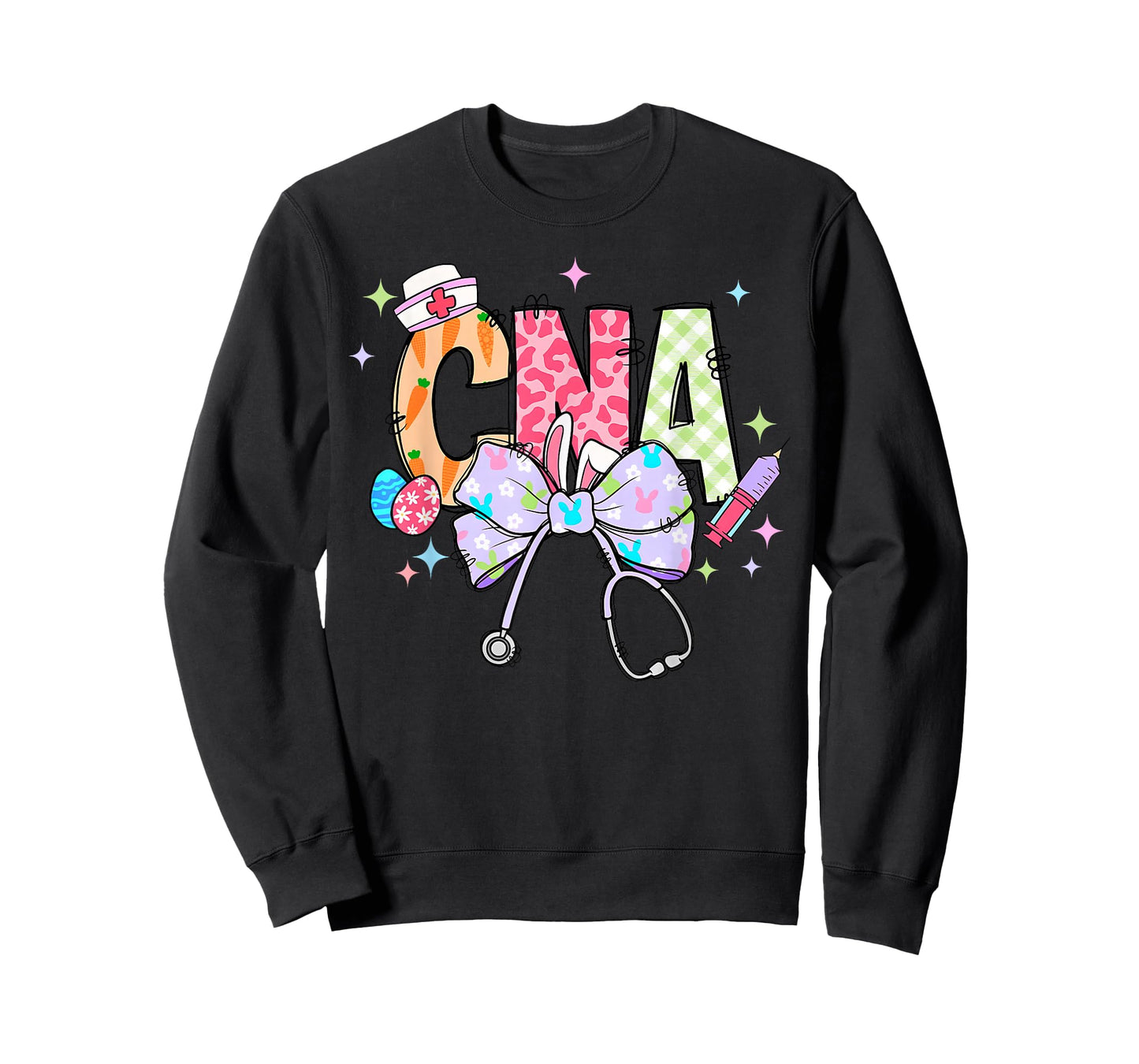 Coquette Bow Stethoscope CNA Nurse Happy Easter Day T-Shirt
