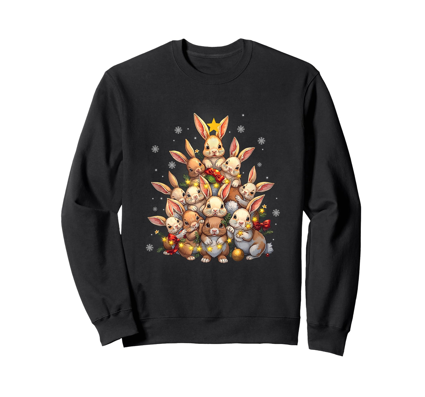 Cute Rabbit Bunny Christmas Tree Xmas Lights Kids Adults T-Shirt