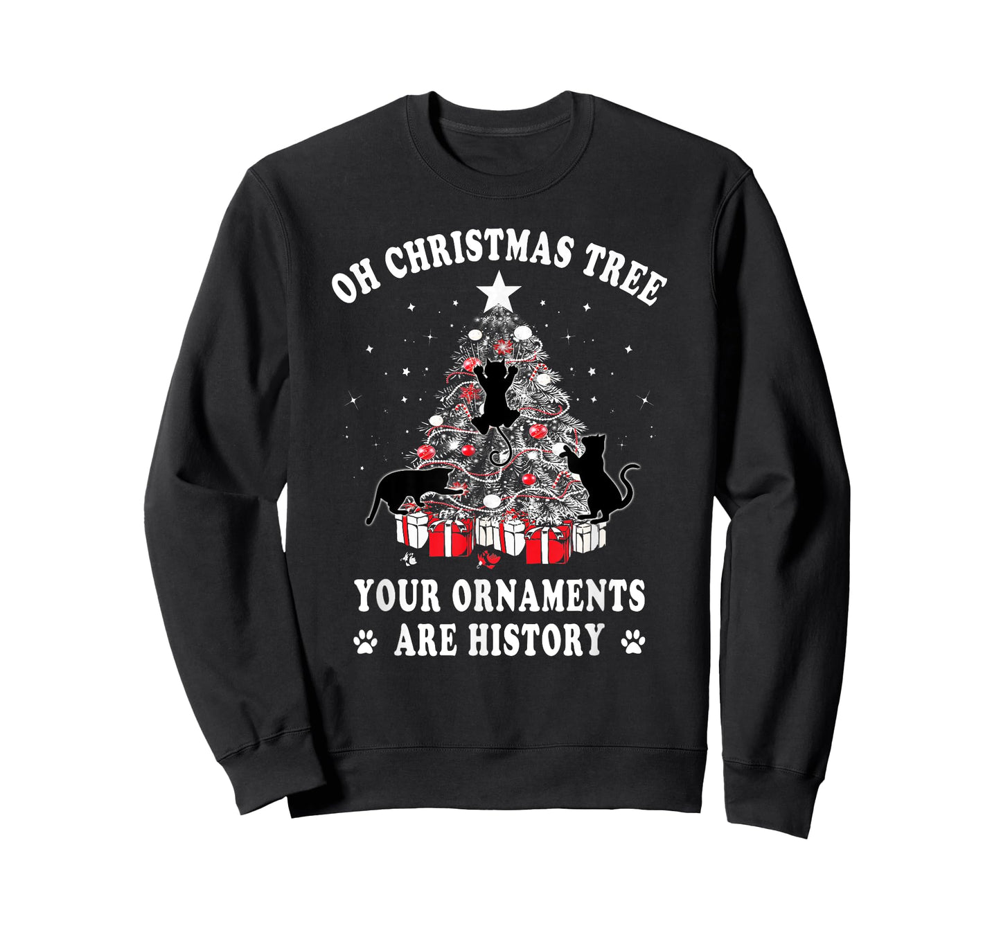 Funny Christmas Tree Your Ornaments Are History Cat Lover T-Shirt