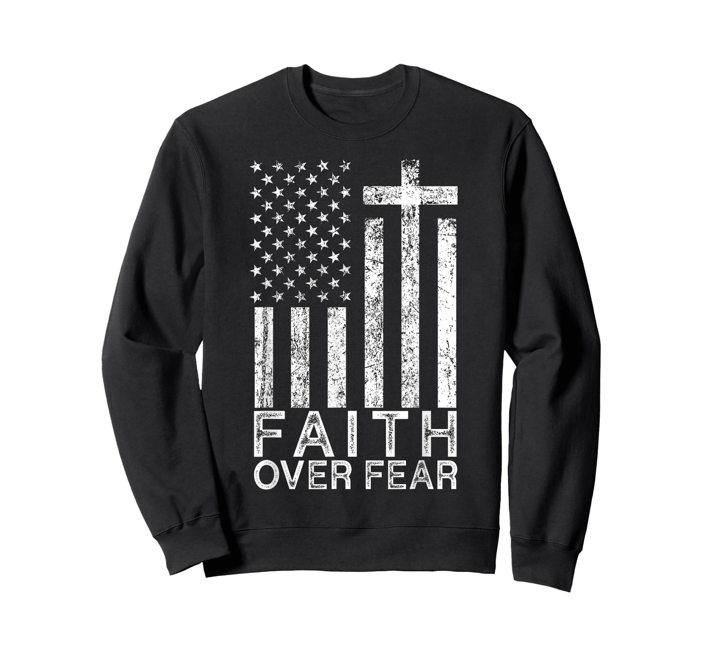 America Pride US Flag Faith Over Fear Christian Cross Jesus T-Shirt