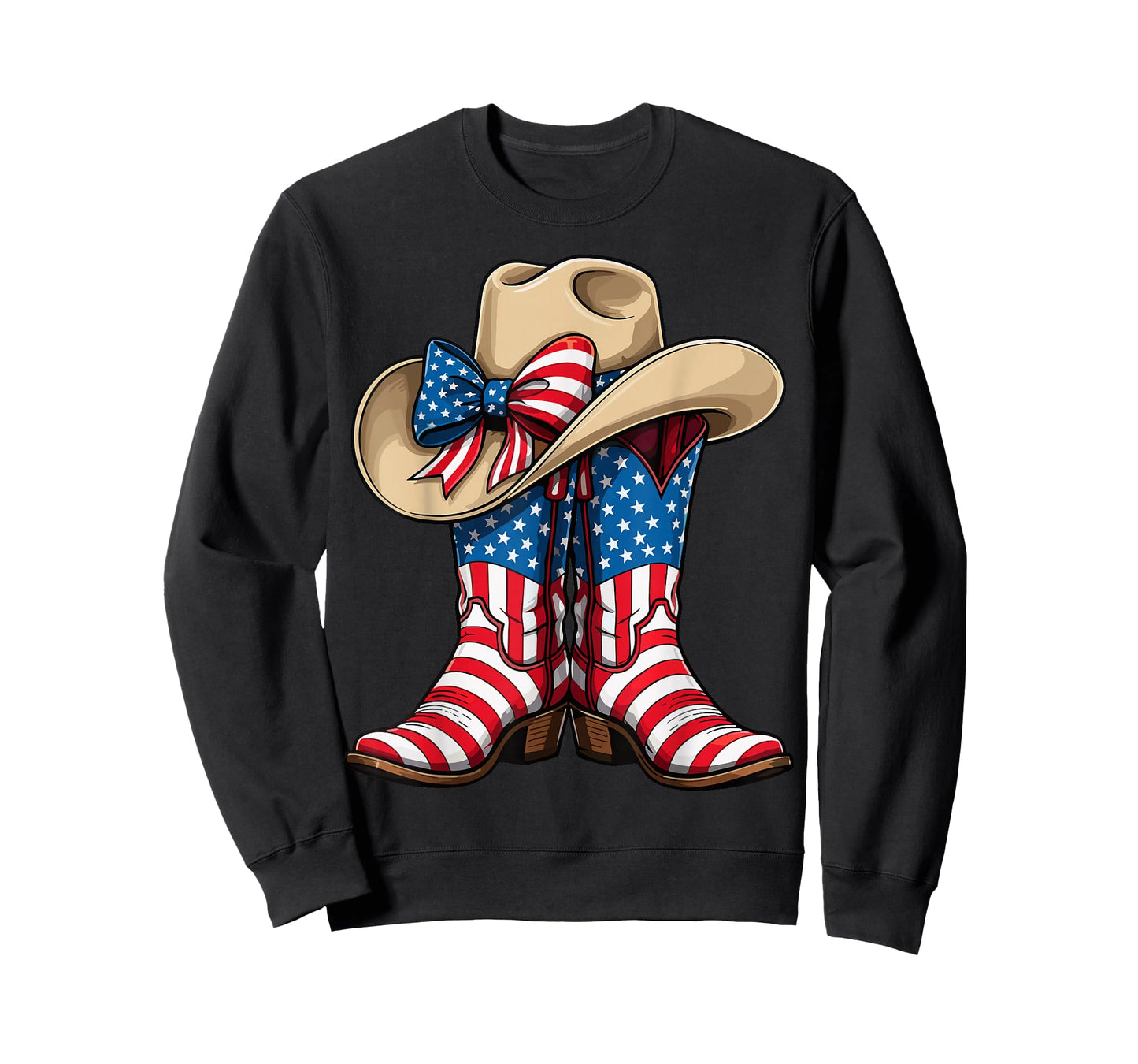 American Flag Cowboy Boots Hat Western Patriotic T-Shirt