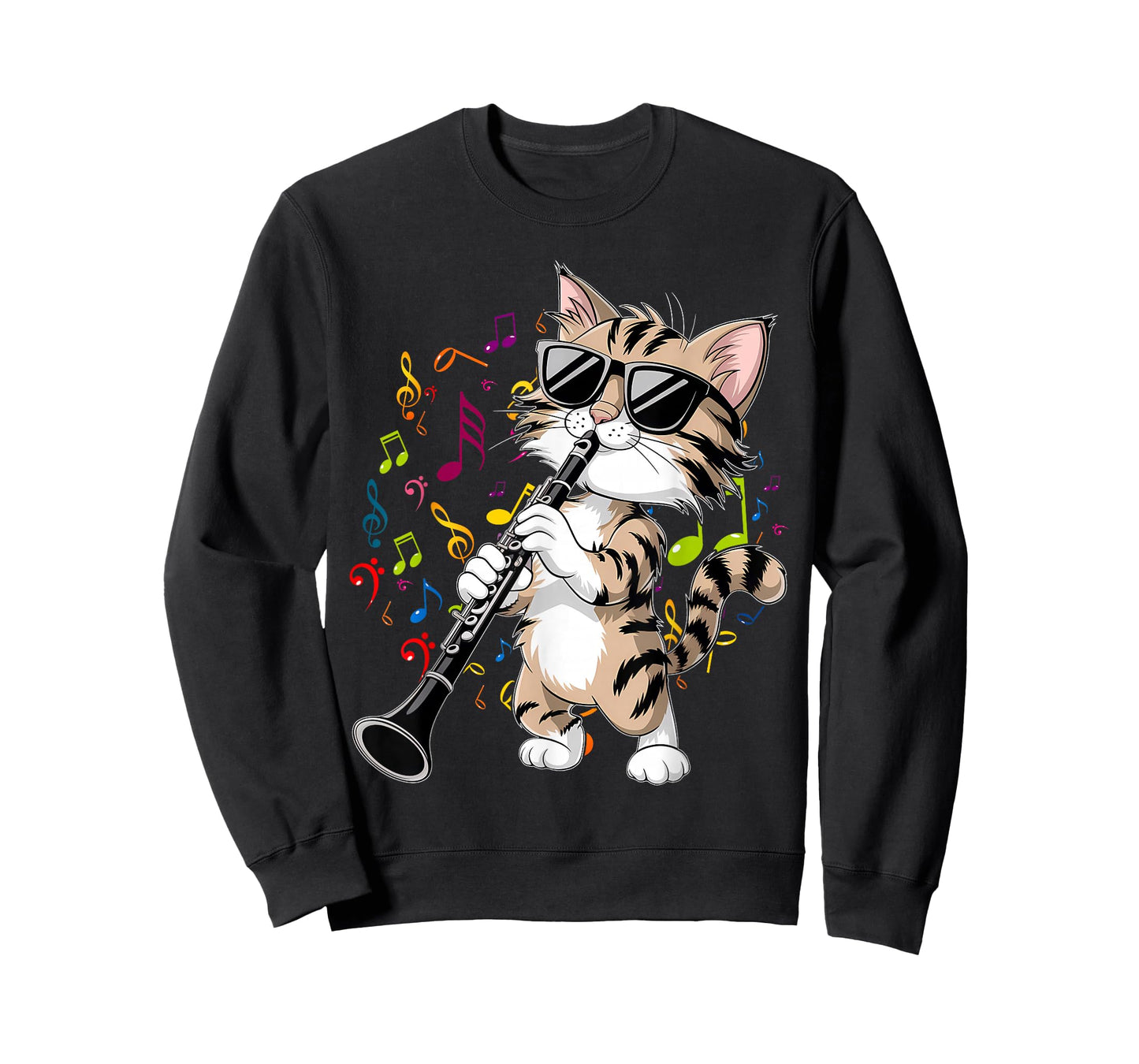 Funny Cat Wearing Sunglasses Playing Clarinet T-Shirt