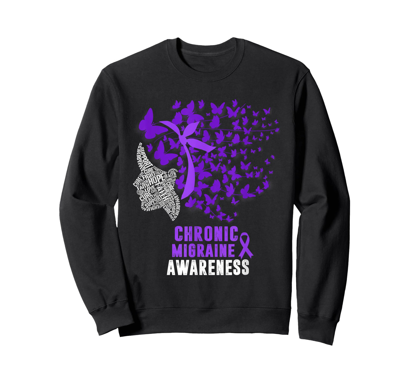 Chronic Migraine Awareness Month Butterfly Purple Ribbon T-Shirt