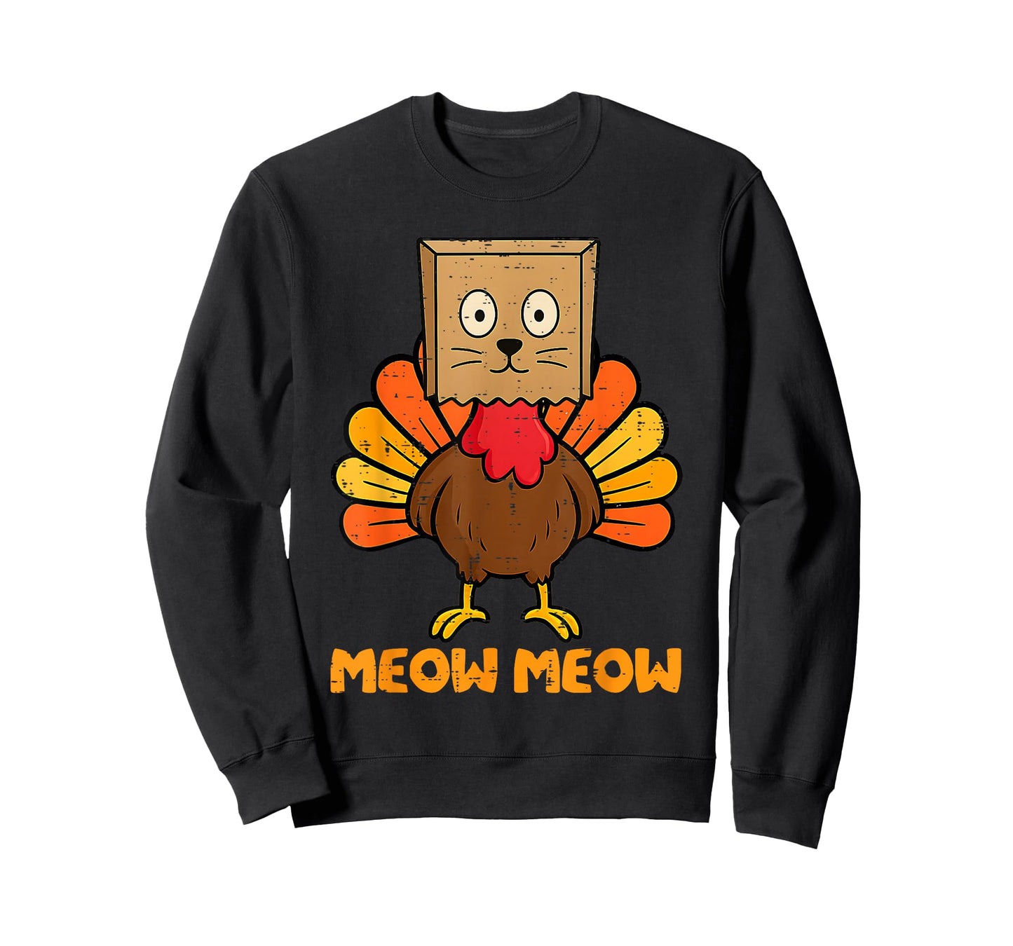Turkey Cat Meow Funny Thanksgiving Men Women Boy Girl Kids T-Shirt
