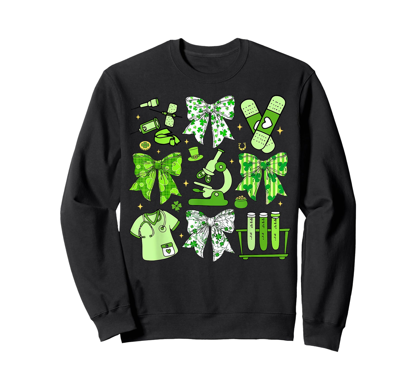 Coquette Bow Phlebotomy St. Patrick's Day Phlebotomist Tech Unisex-Adults Black Small Short Sleeve T-Shirt
