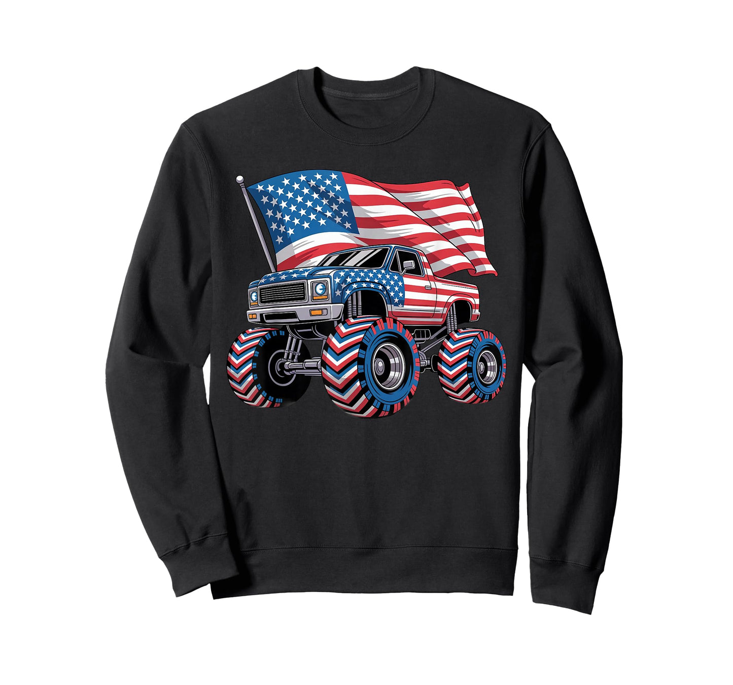 Monster Truck 4th of July American Flag Monster Trucks Lover T-Shirt