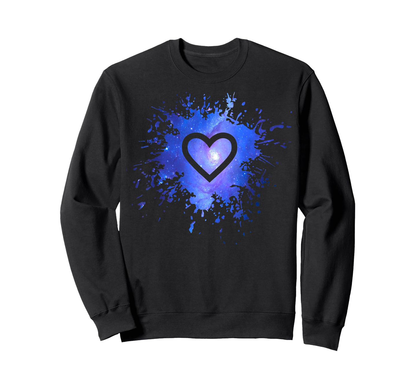 Blue and Purple Galaxy Splatter Heart Valentine's Day Design T-Shirt