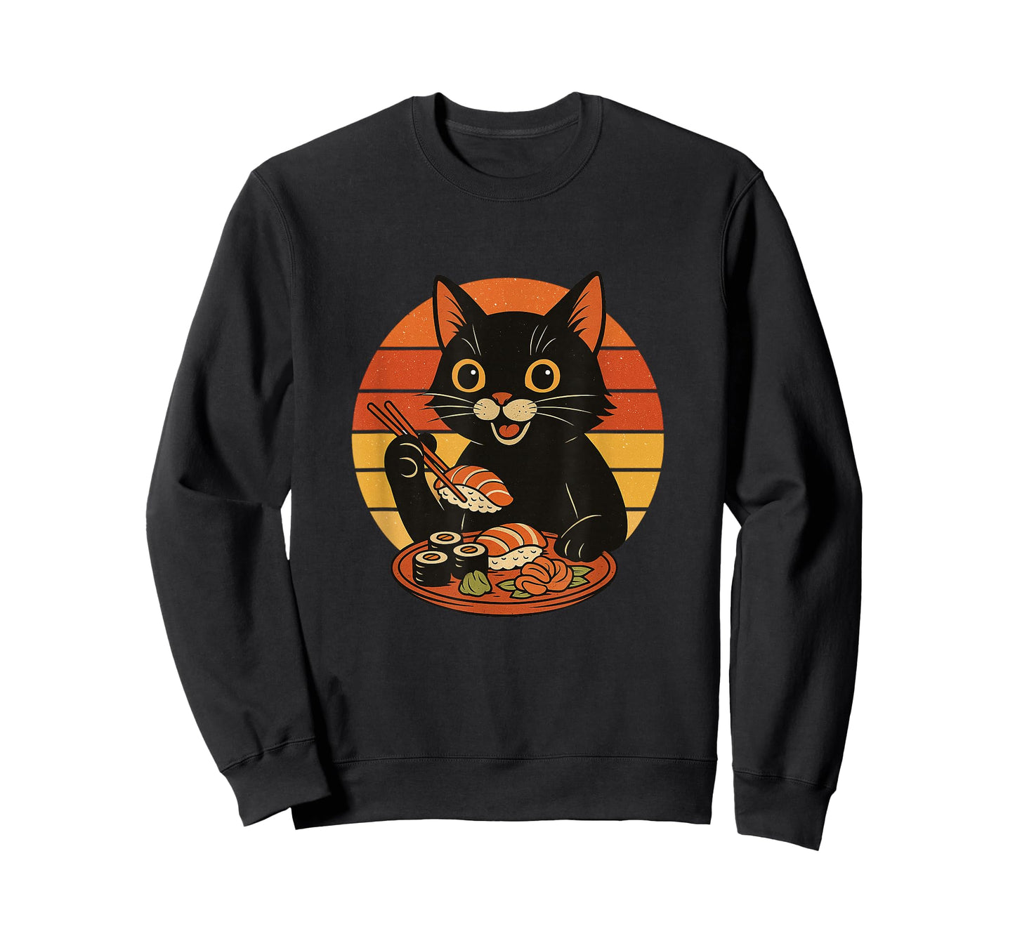 Retro Sushi Cat – Funny Vintage Japanese Food Art T-Shirt