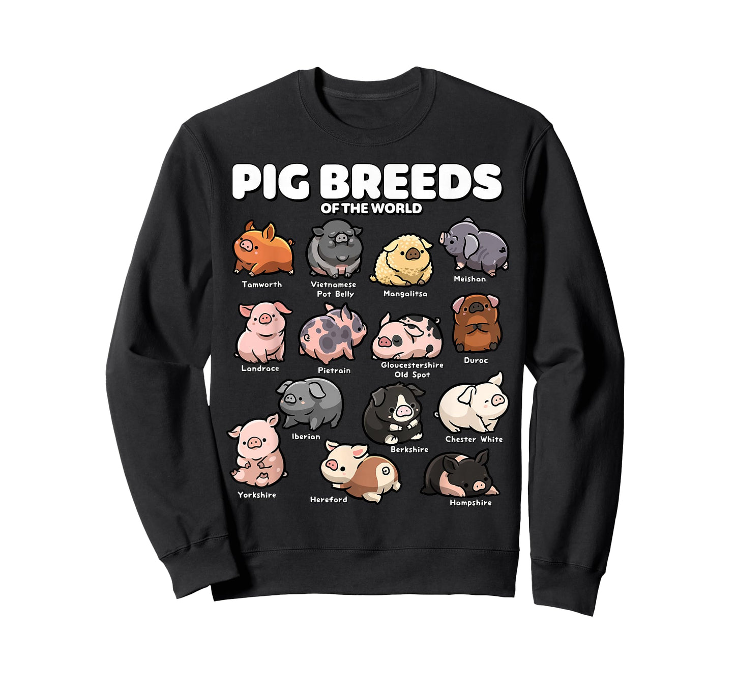Cute Pig Breeds of the World Funny Farm Animal Lovers T-Shirt