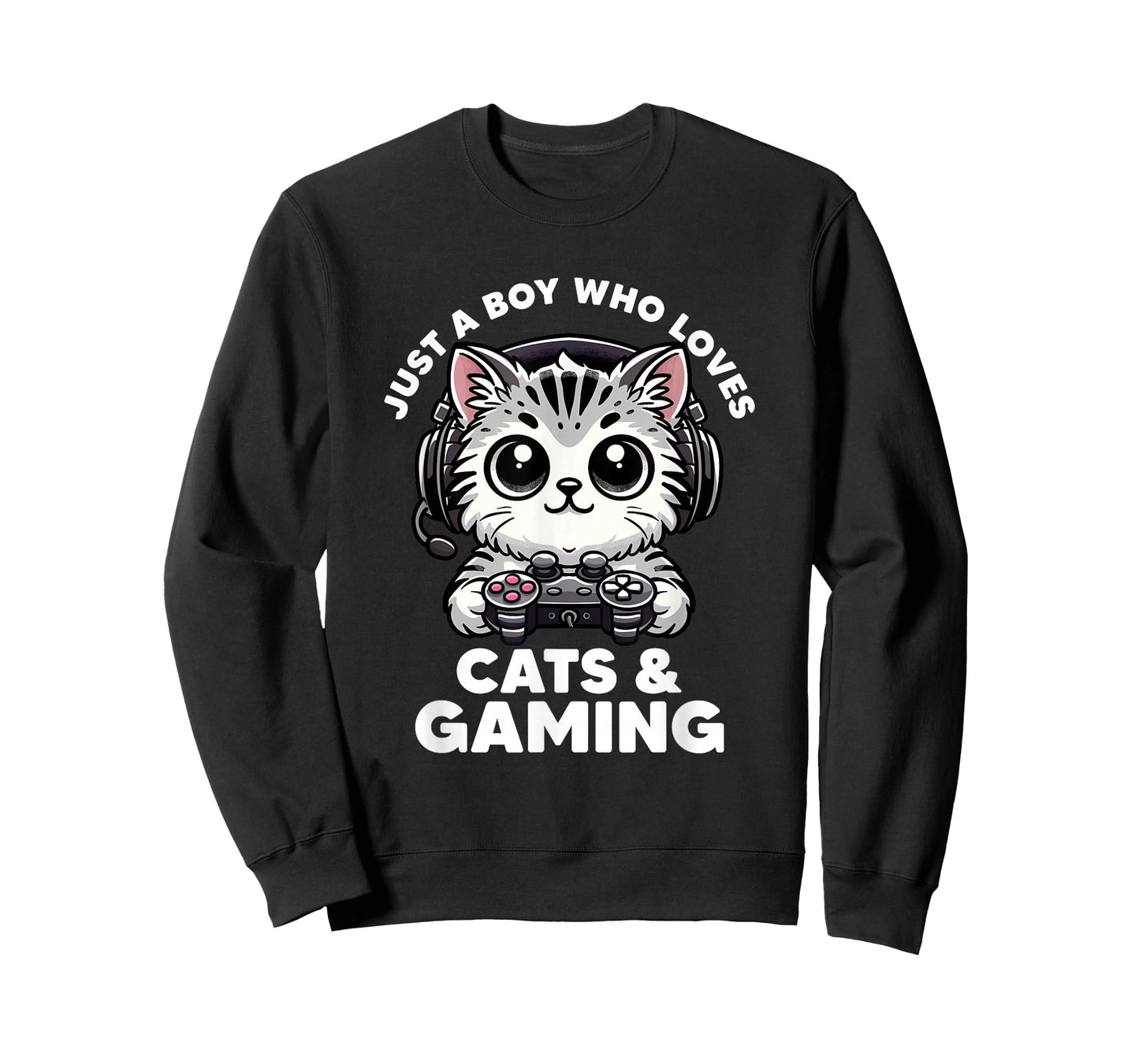 Just A Boy Who Loves Cats & Gaming Boy Cat Dad Funny Gamer T-Shirt