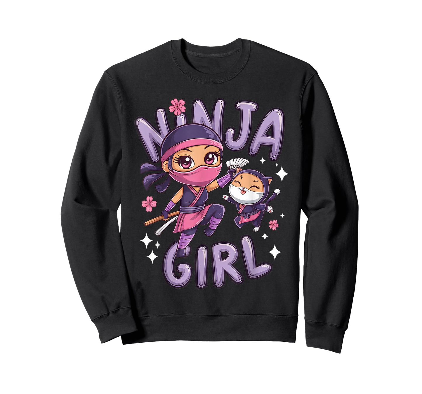Ninja Girl Funny Birthday Party Ninjas Warrior Cat Lover Kid T-Shirt