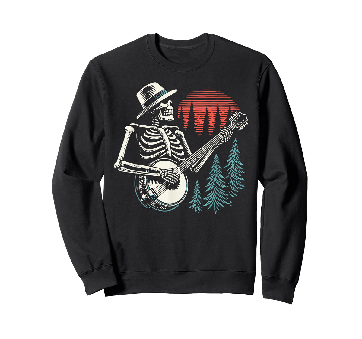 Minimalist Skeleton Skull Banjo Player T-Shirt