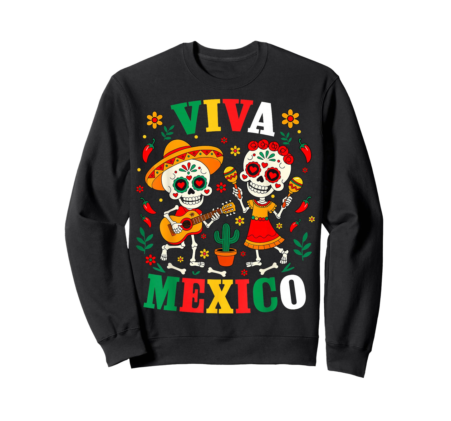 Viva Mexico Mexican Girl Boy Kids Skeleton Independence Day T-Shirt