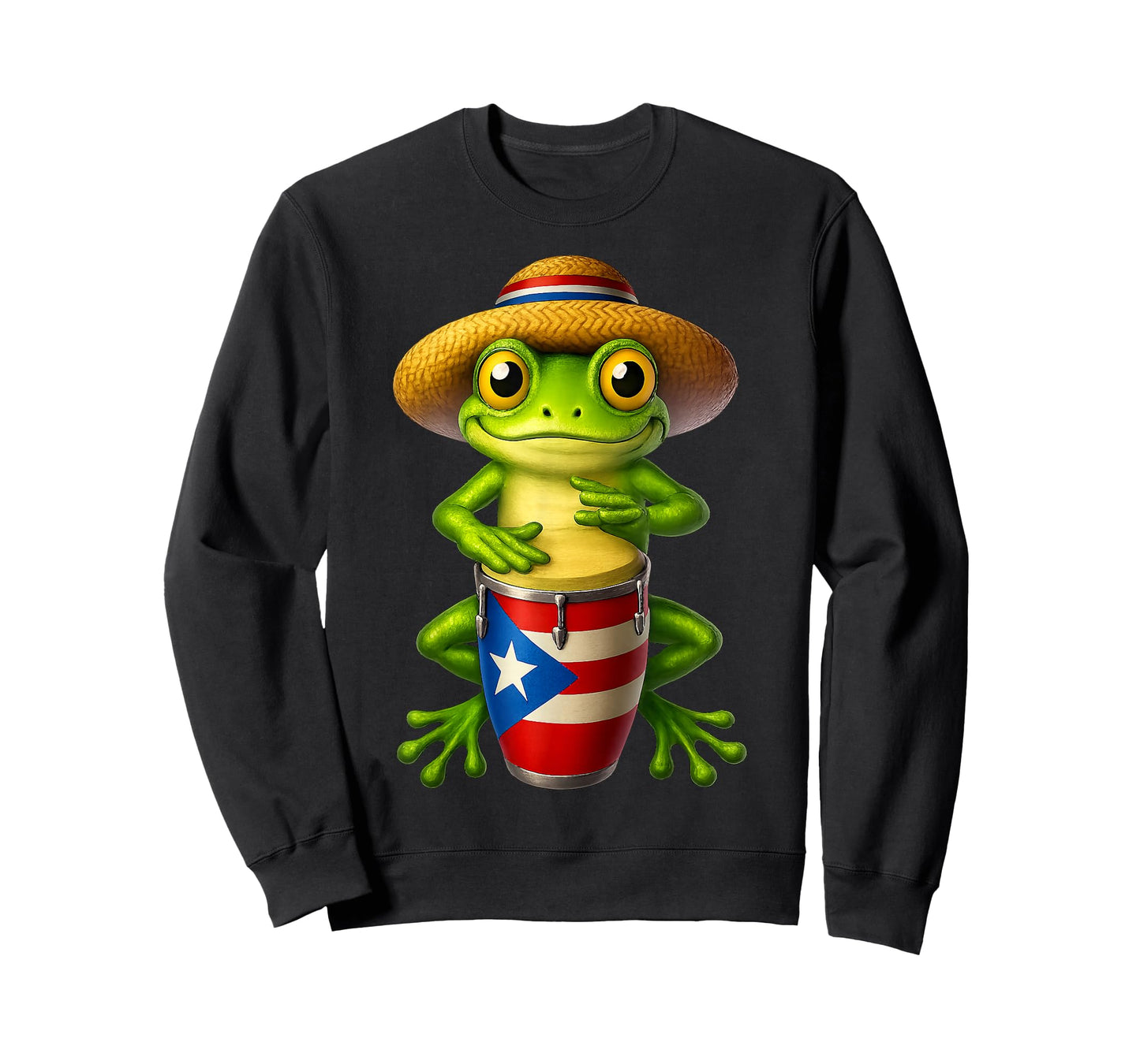 Puerto Rican Coqui Frog Playing Drum Tropical Music Lover T-Shirt