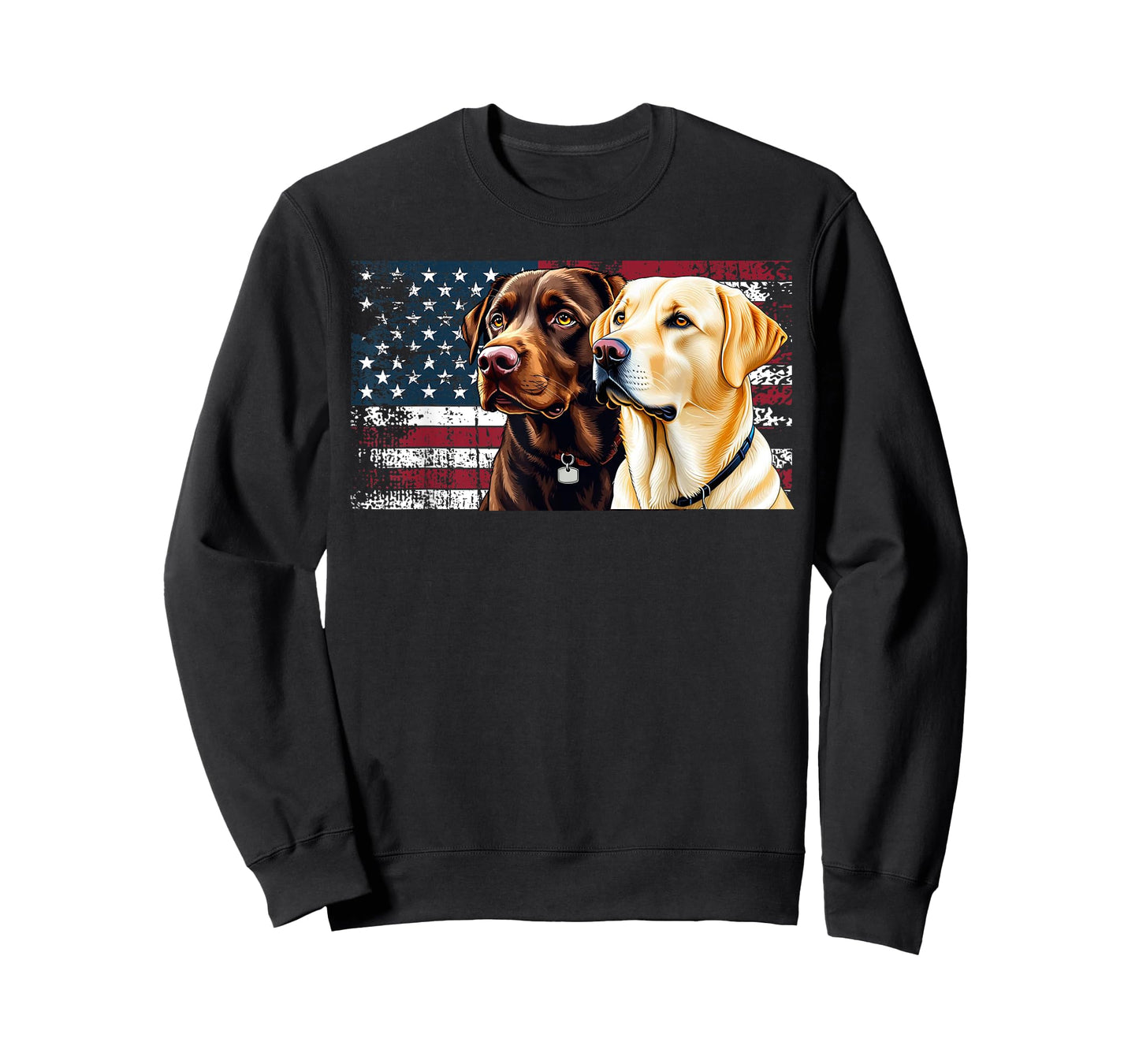 Yellow and Chocolate Labrador Owner Dog USA FLag T-Shirt for Men Women Kids