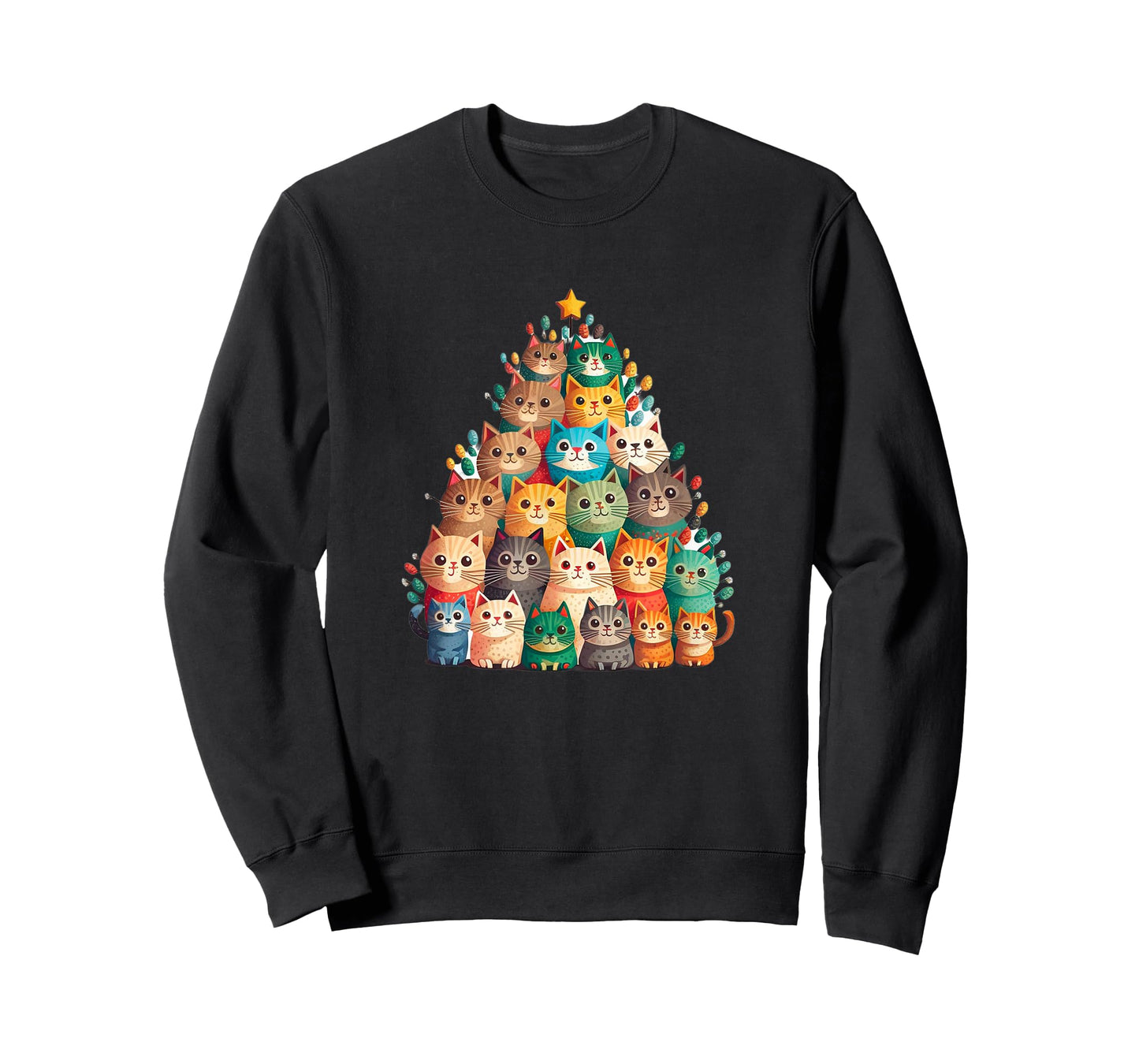 Cat Christmas Tree Funny Cats, Cute Kittens Christmas Tree T-Shirt