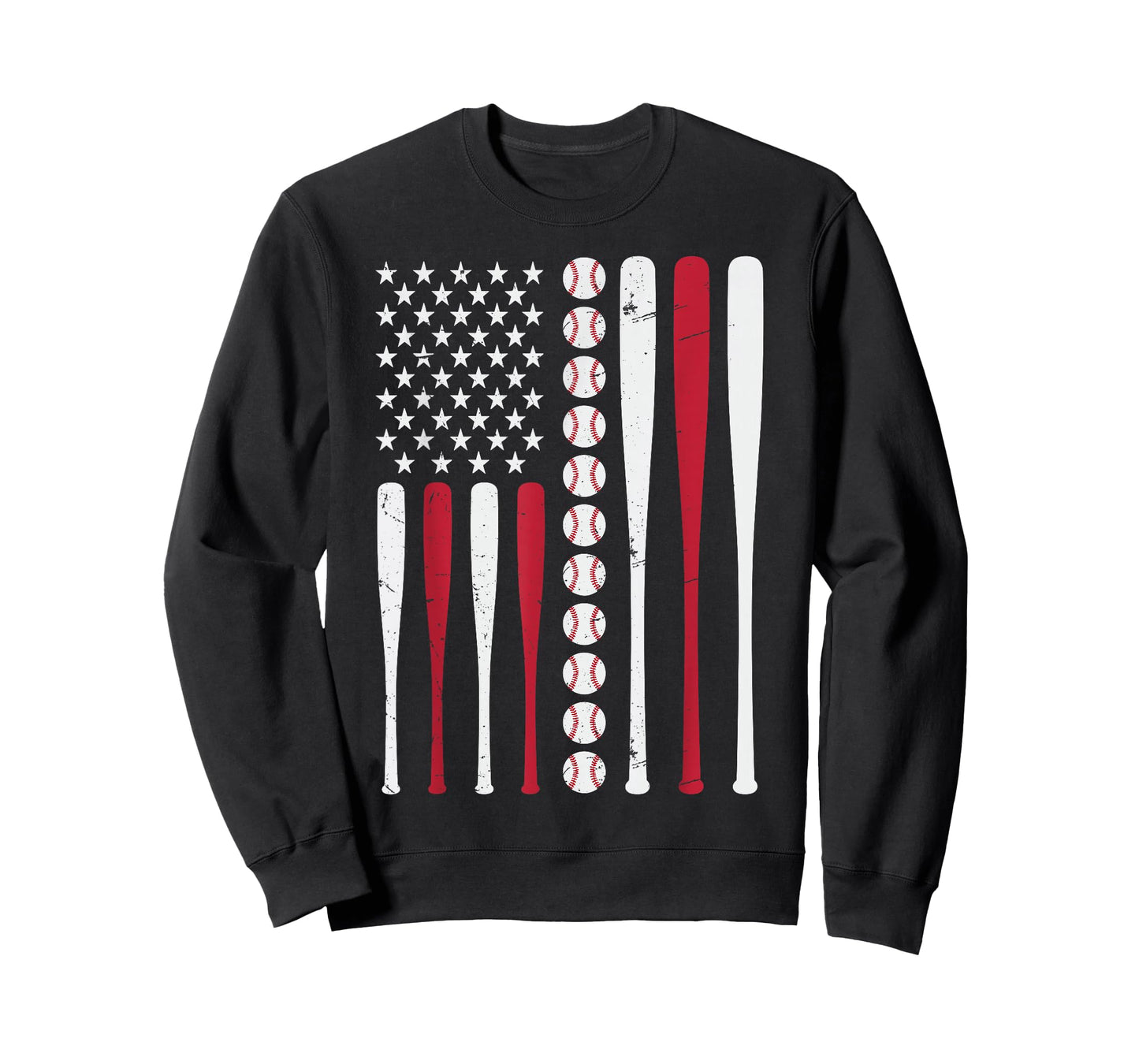 Retro Baseball 4th of July Patriotic Men USA American Flag T-Shirt