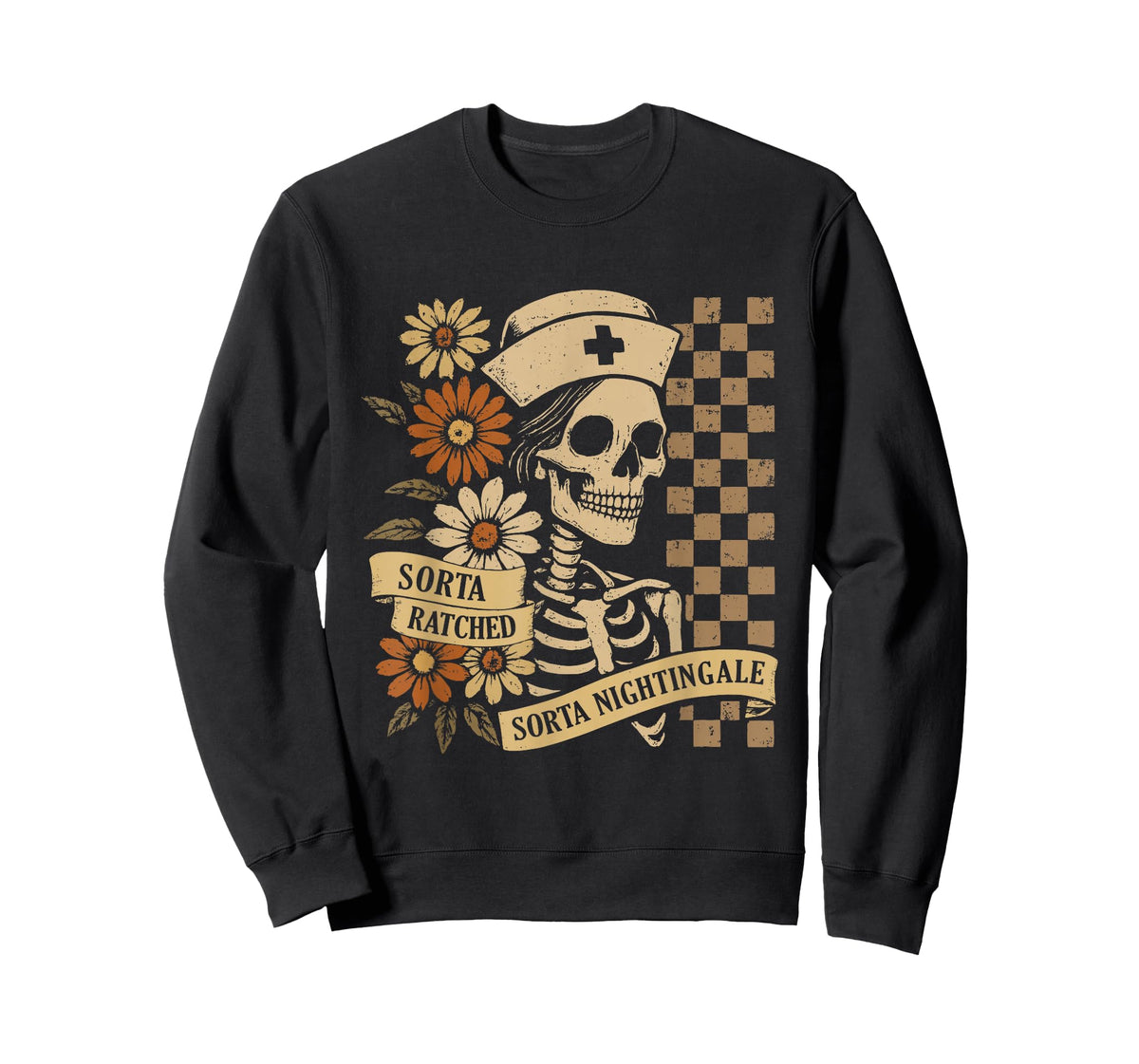 Sorta Ratched Sorta Nightingale Funny RN Nurse Skeleton T-Shirt
