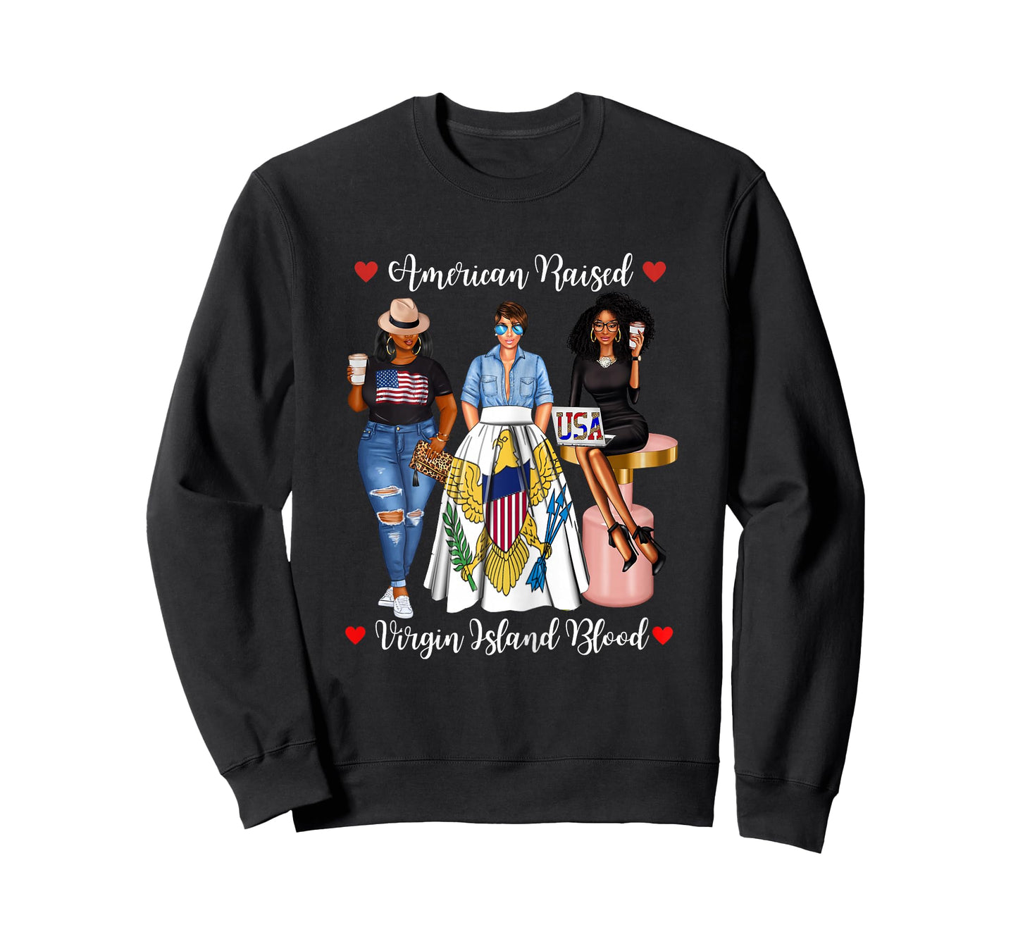 Half USA Virgin Islands Half American Raised in Raised Afro T-Shirt