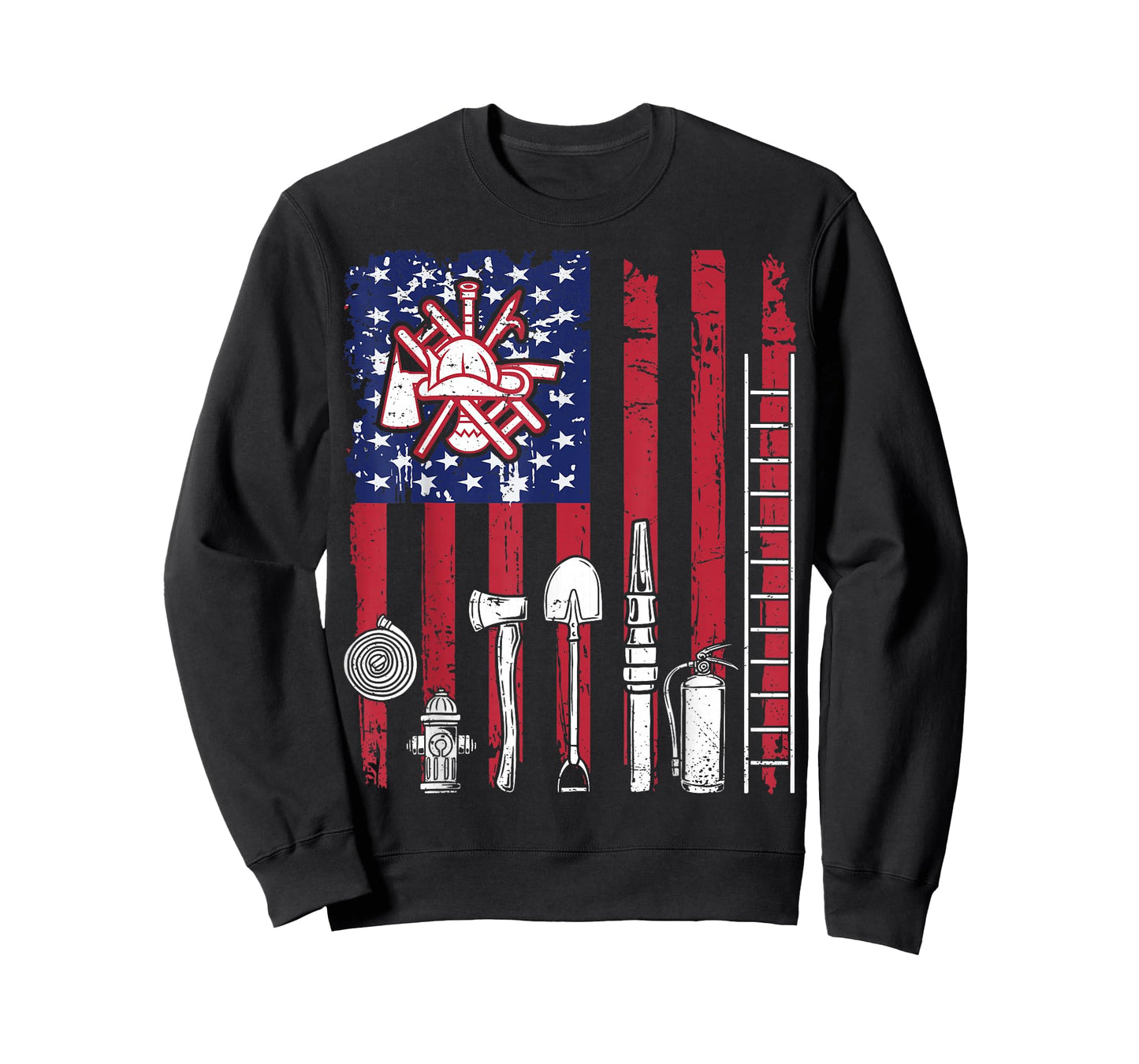 Fireman USA Flag Firefighter Fire Truck Firemen Fire Rescuer T-Shirt