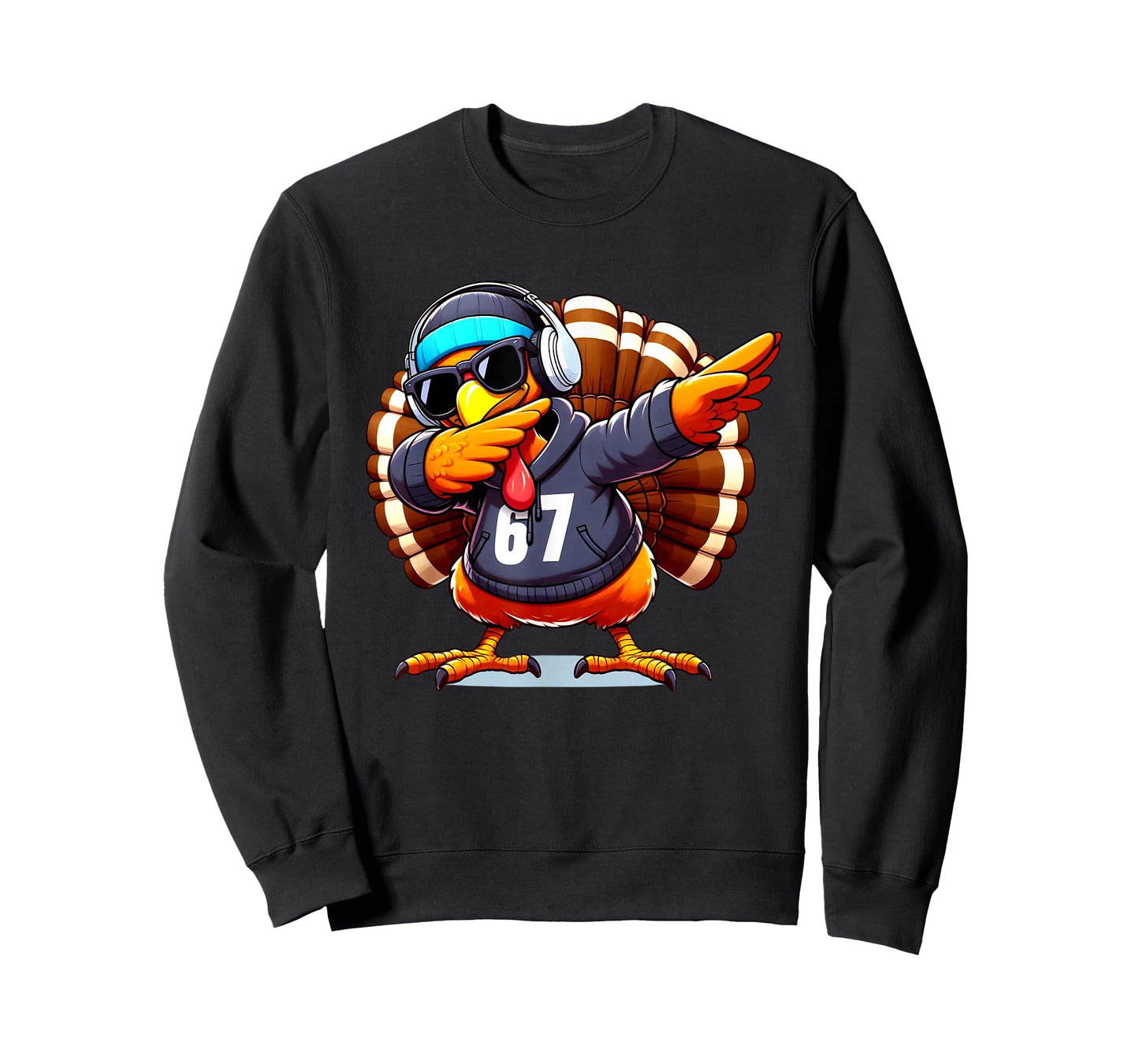 Thanksgiving Dabbing 67 Turkey Wearing Hoodie Funny Trending T-Shirt