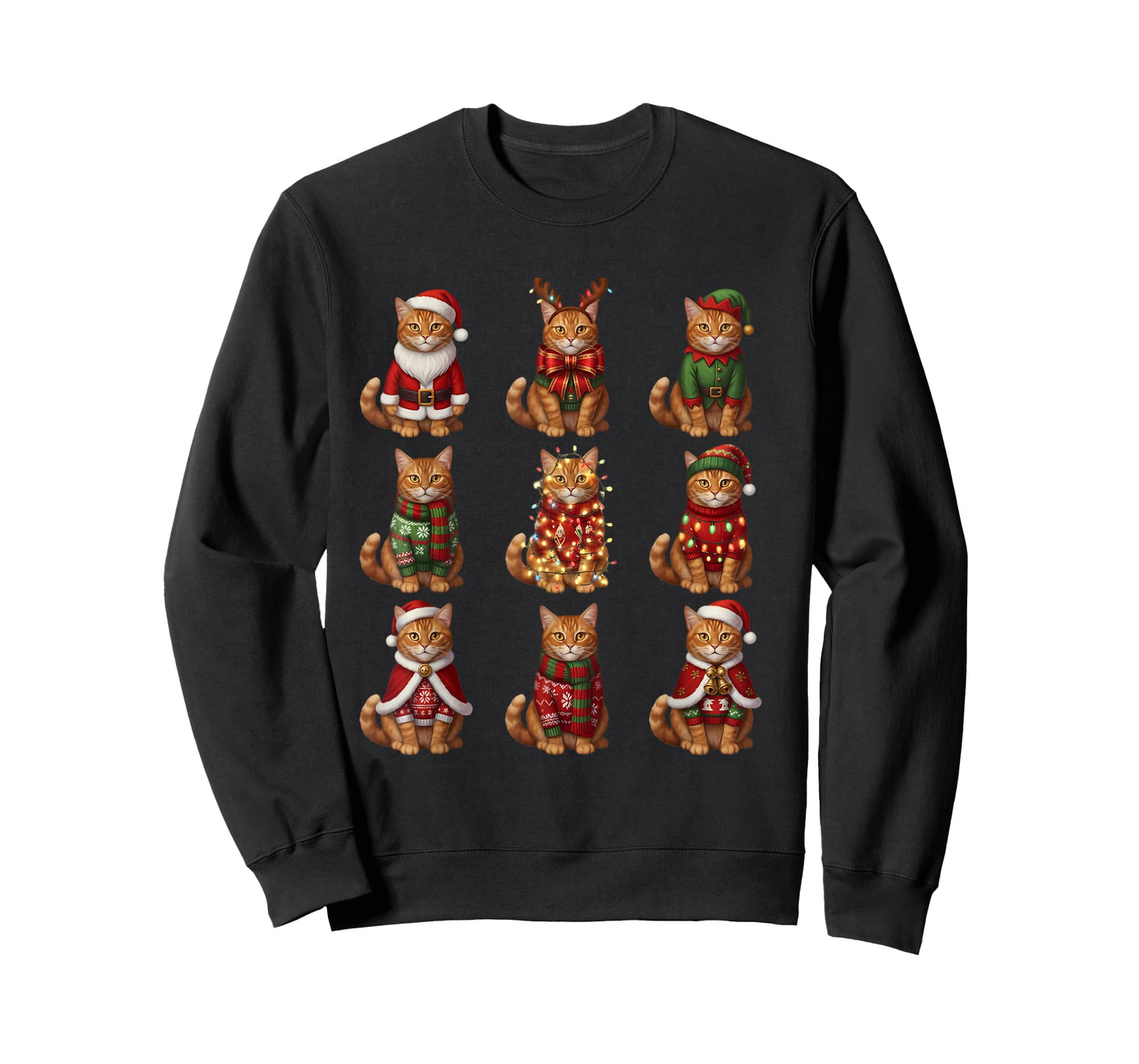 Orange Tabby Cat Christmas Lights Funny Santa Holiday Cats T-Shirt