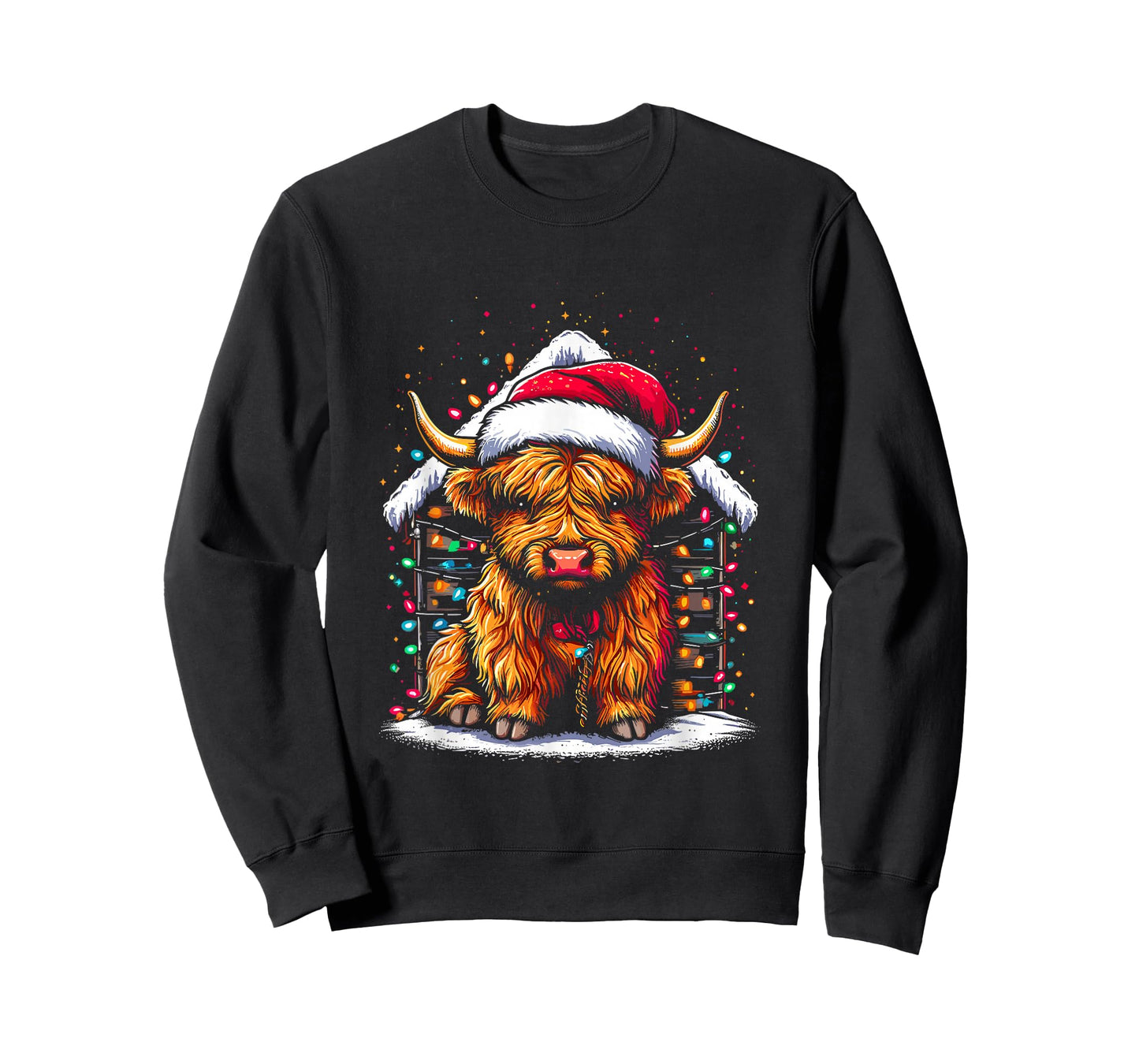 Highland Cow Santa Claus Hat - Cute Xmas Cow Christmas Lover T-Shirt
