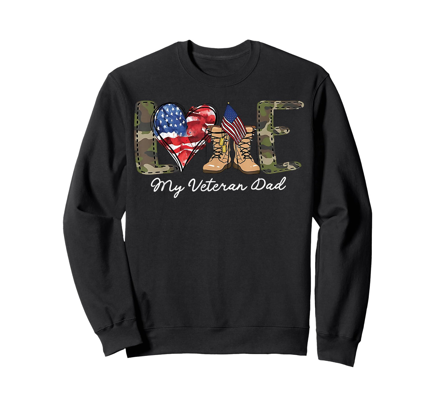 Love My Veteran Dad Proud Military Father American Flag T-Shirt