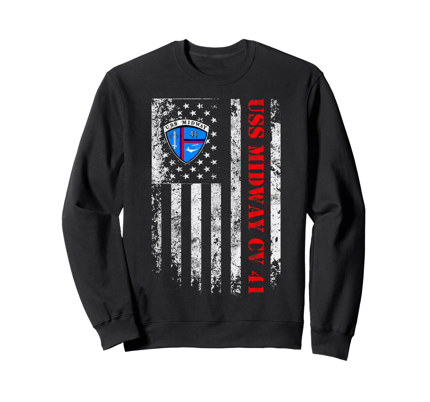 USS Midway CV 41 Aircraft Carrier Veteran USA Flag Vintage T-Shirt