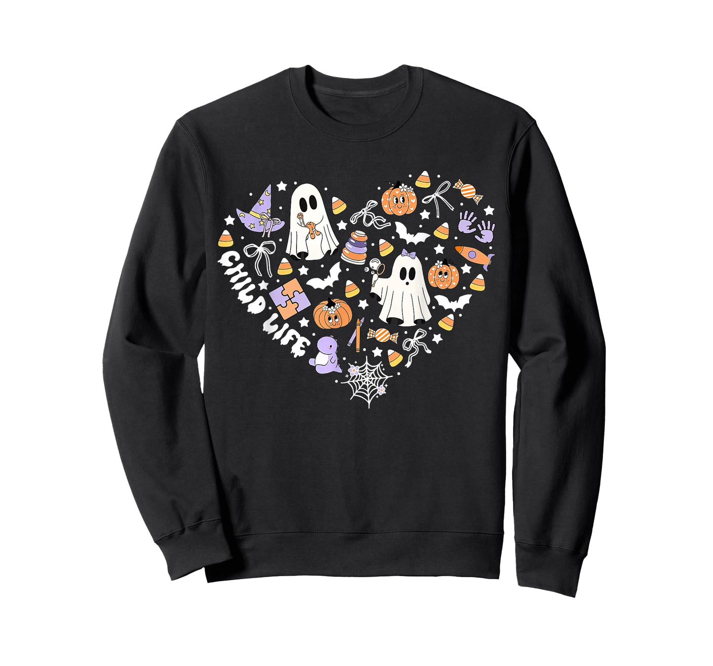 Child Life CLS CCLS Heart Halloween Heart Fall Autumn Ghost T-Shirt