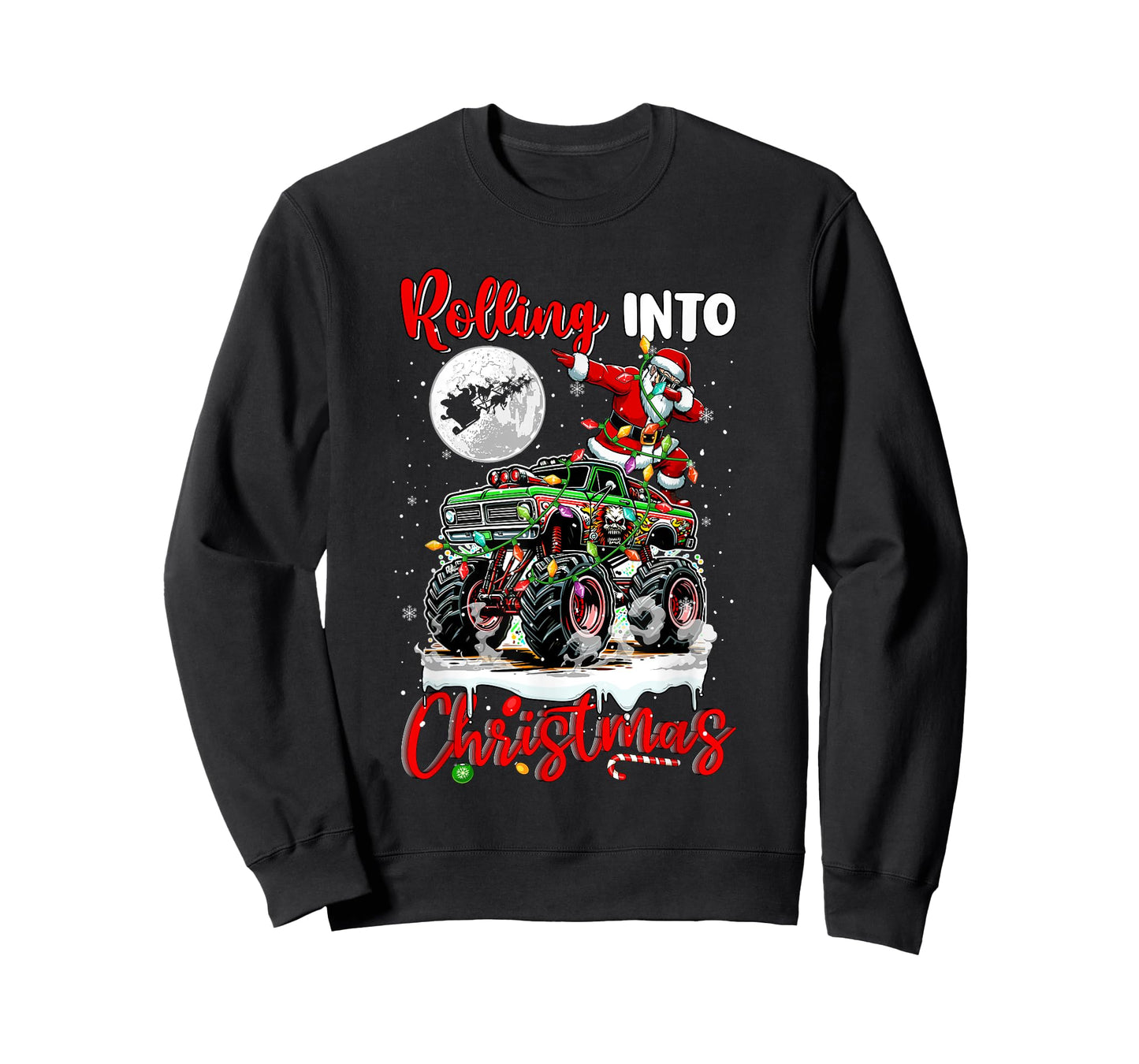 Rolling Into Christmas Santa Dabbing On Monster Truck Driver T-Shirt