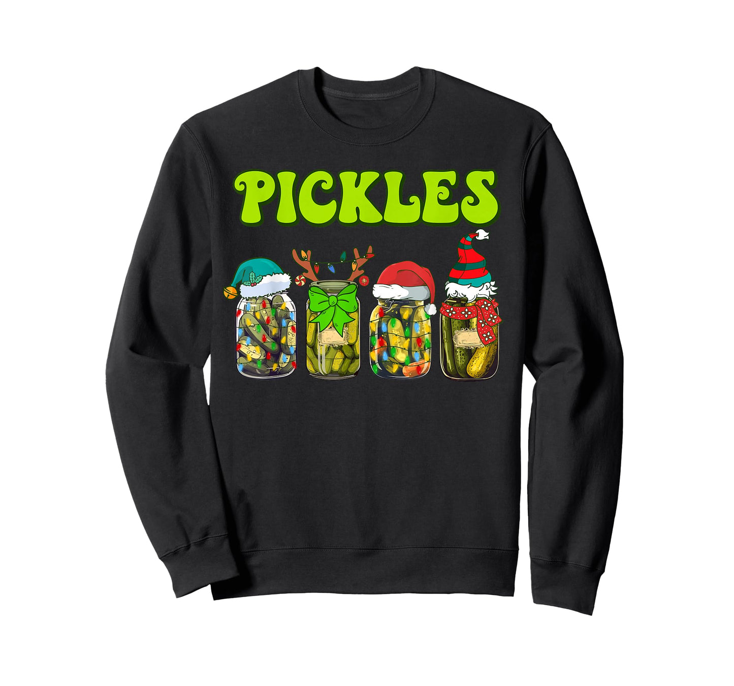 Christmas Funny Pickles Jars Santa Hat Reindeer Pajamas T-Shirt