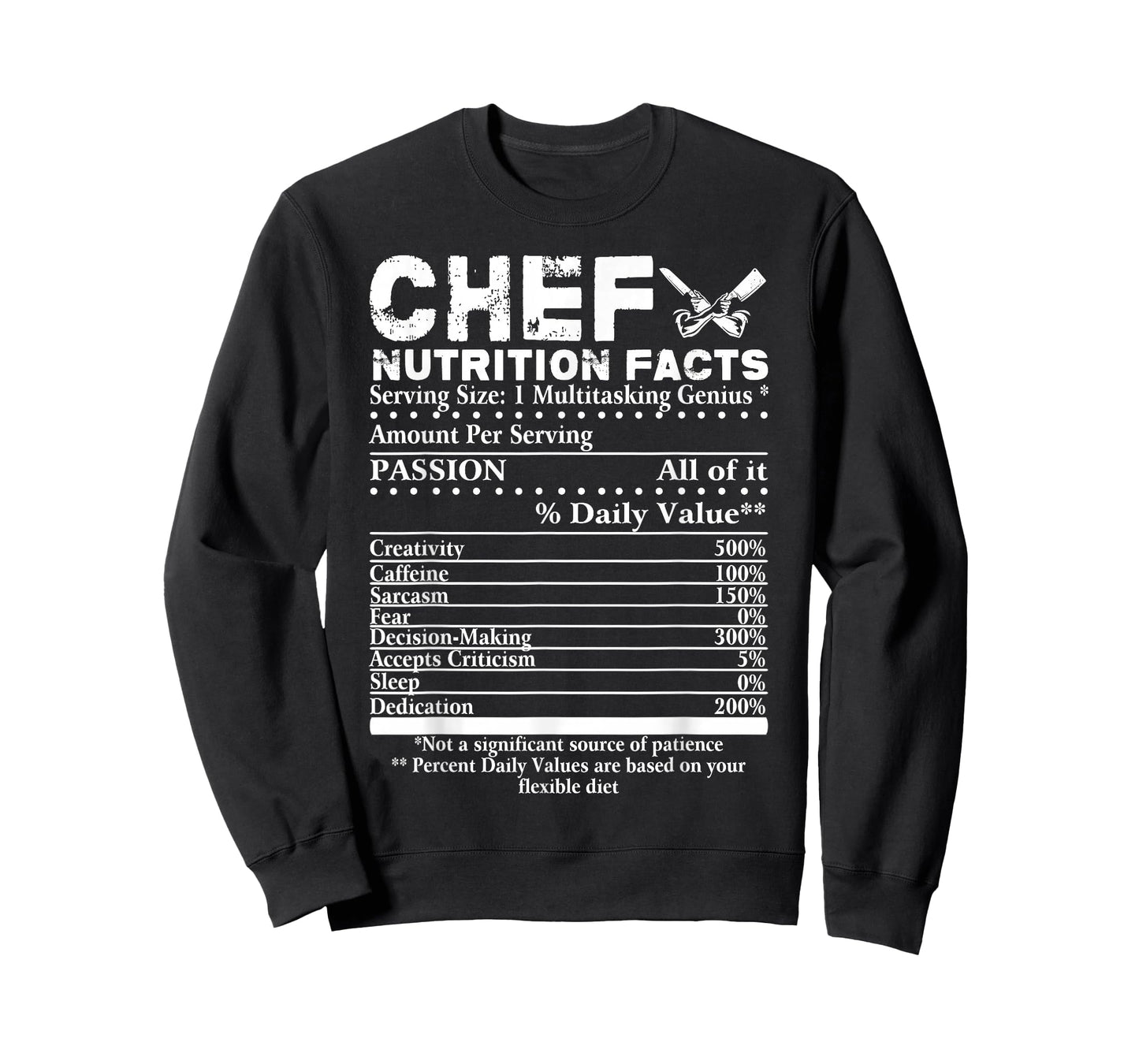 Chef Nutrition Facts T-Shirt Cool Chef Tee Gift for Chefs T-Shirt
