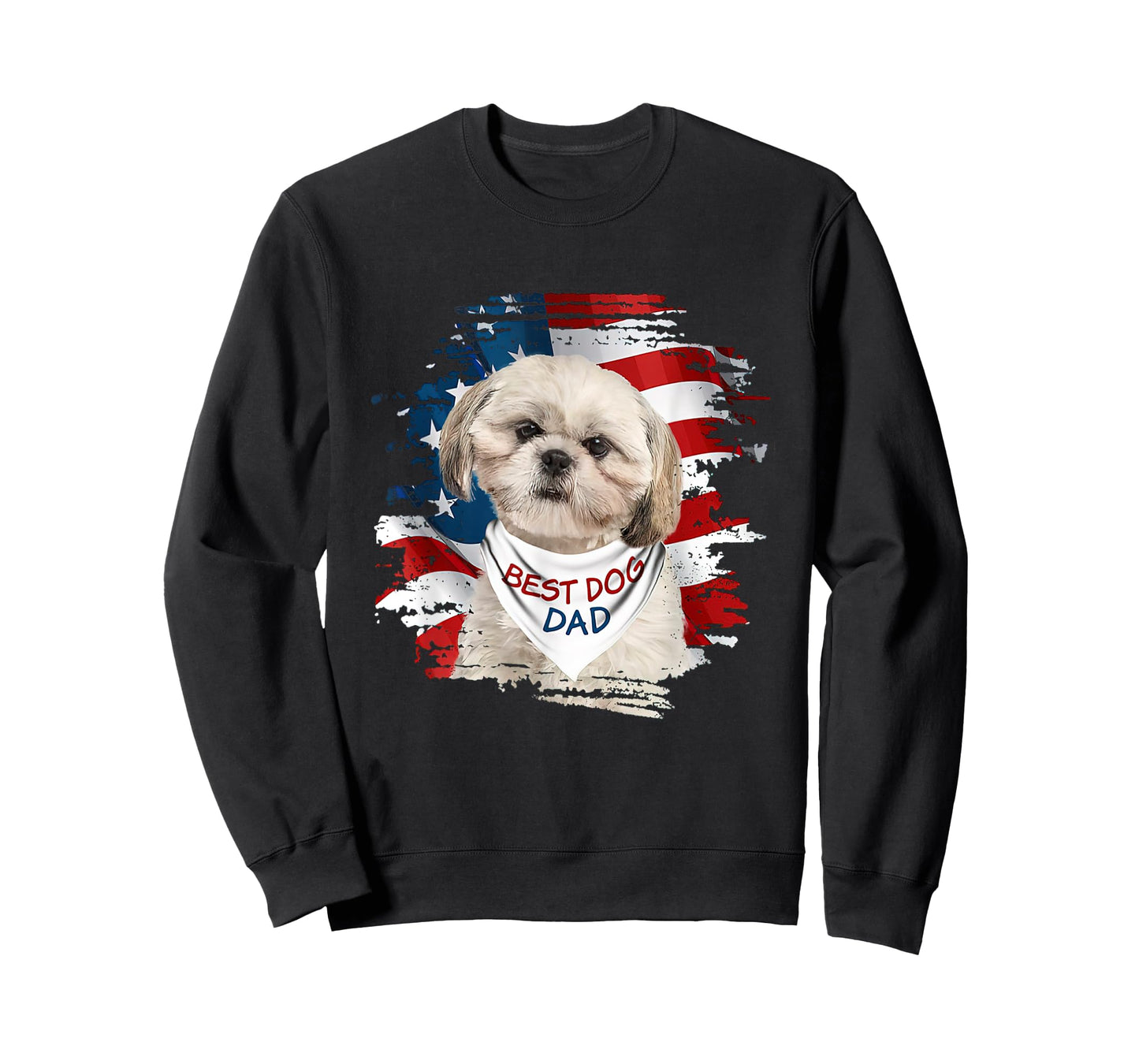 Best Shih Tzu Dad Ever American Flag Dog Father's Day Women Men T-Shirt