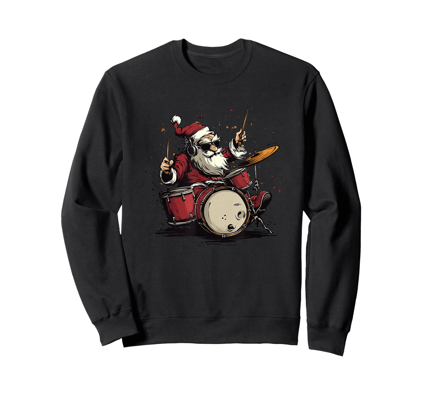 Rock'n Roll Santa Claus Costume for Drums Lovers T-Shirt