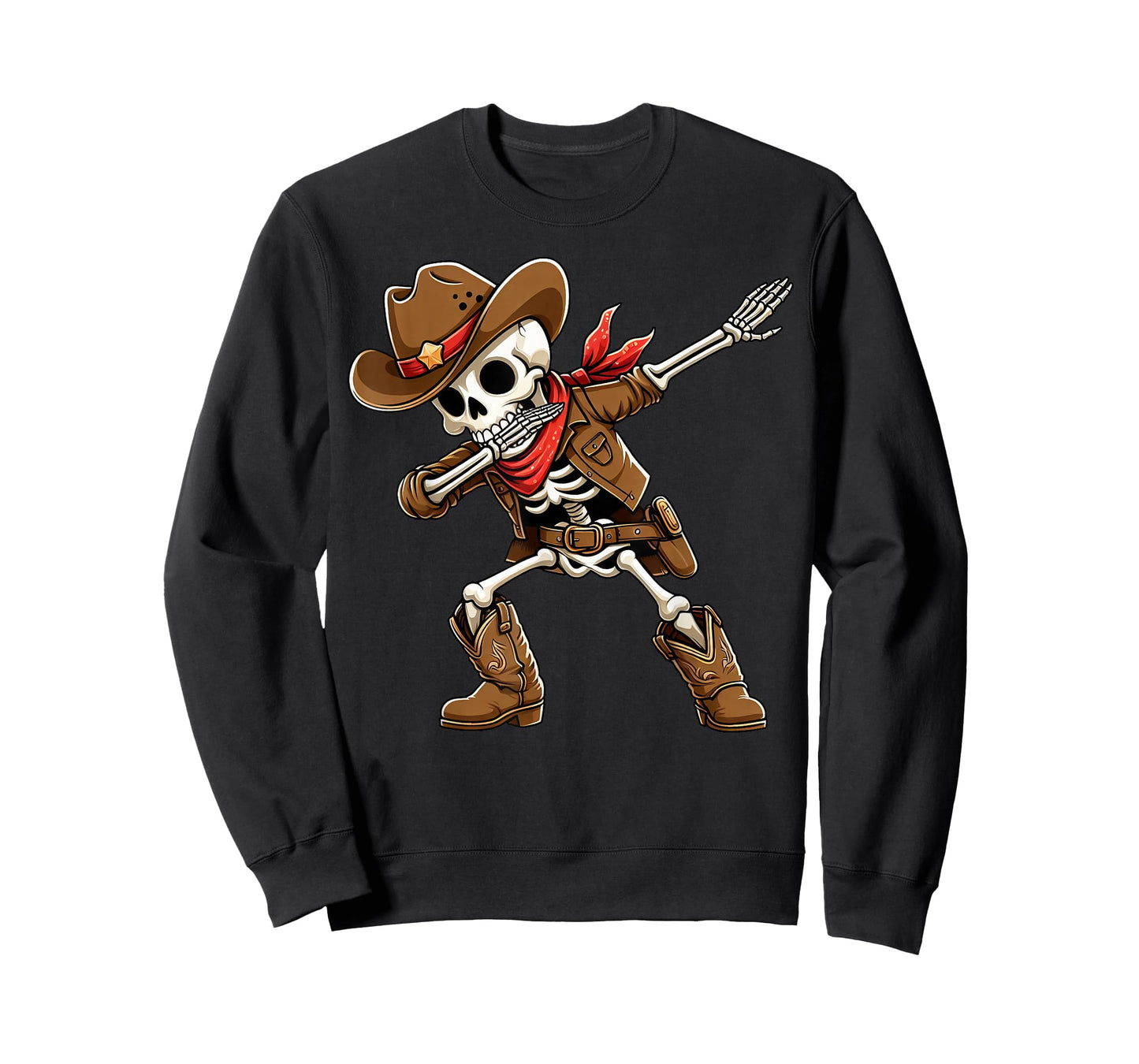 Funny Dabbing Skeleton Cowboy Halloween Costume Kids Boys T-Shirt