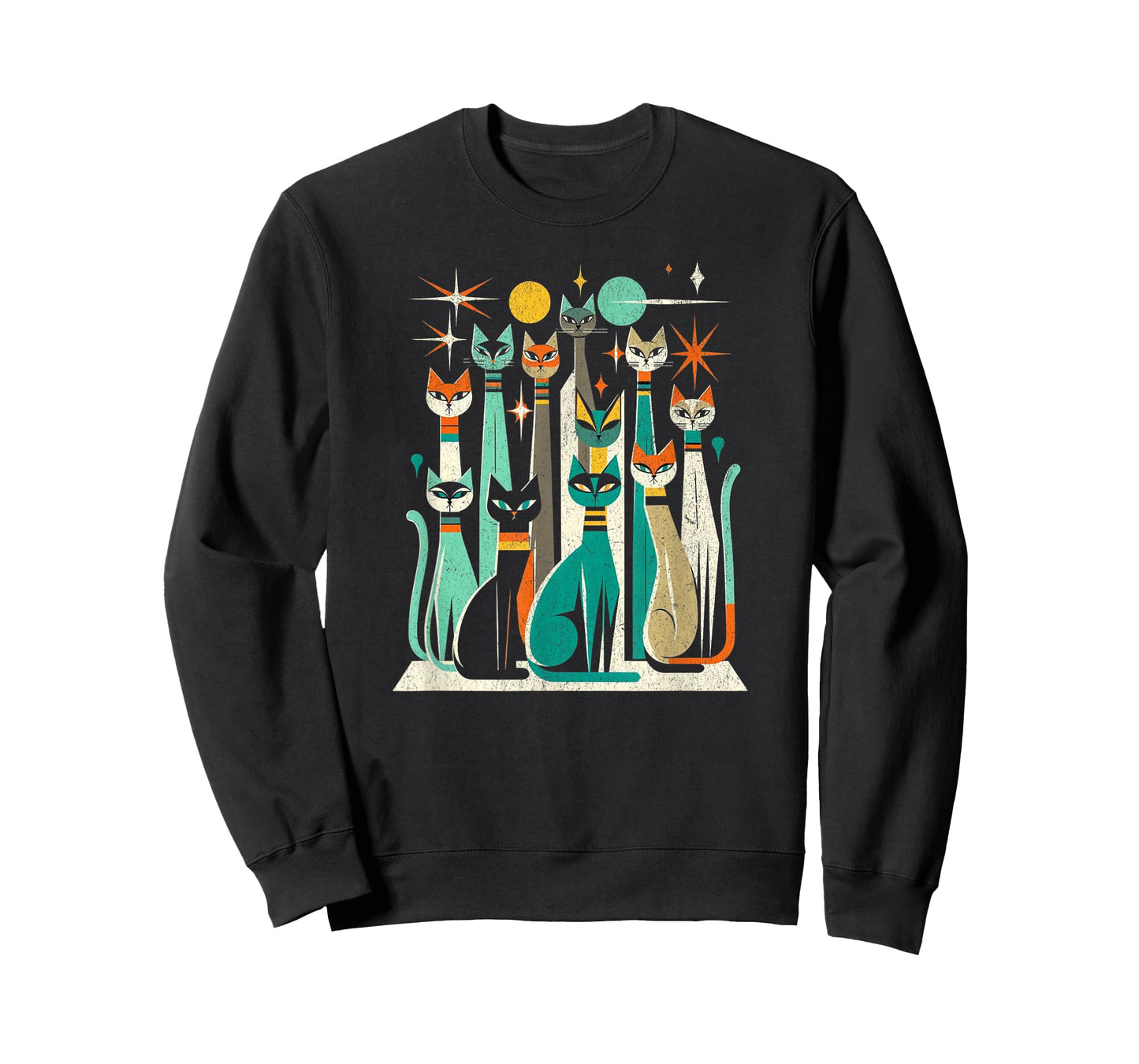 Vintage Retro Mid-Century Long Neck Cats 50s 60s Style T-Shirt