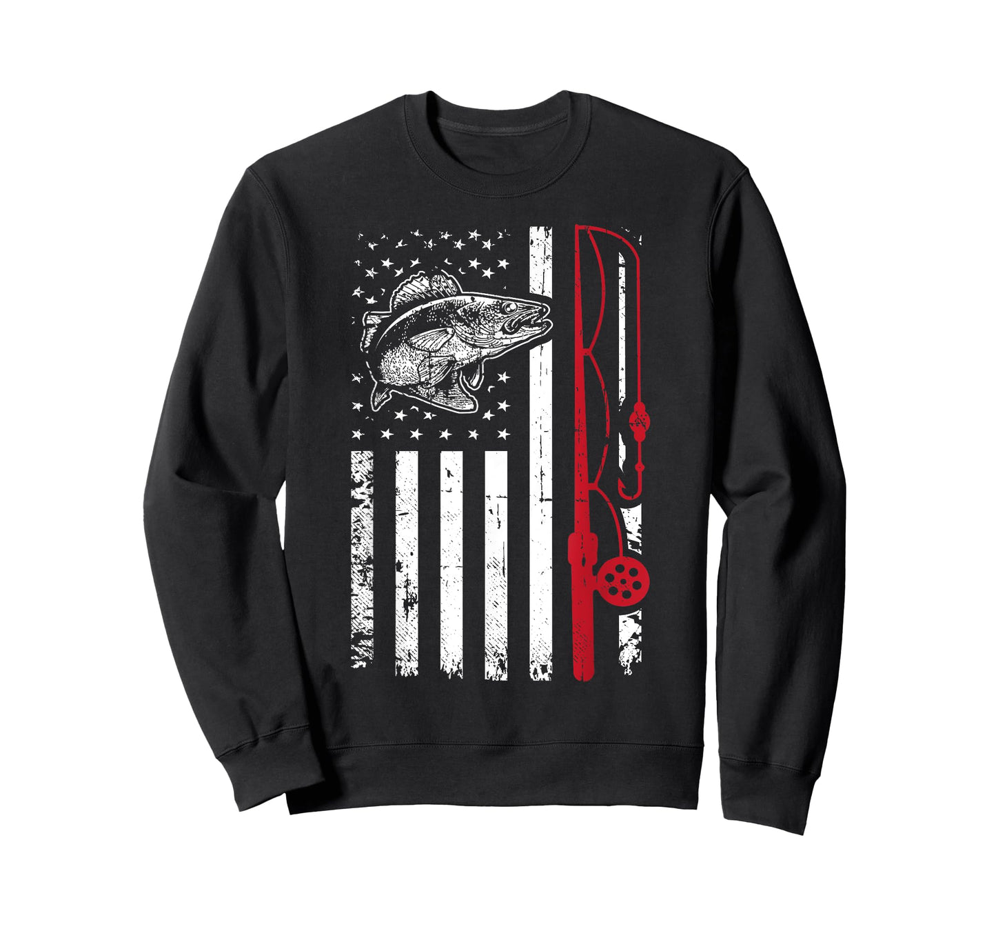 Vintage Walleye Fish T Shirt Fishing American Flag Tee Gift T-Shirt