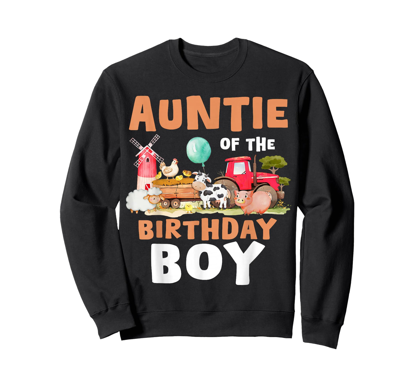 Auntie Of The Birthday Boy Farm Animals Matching Farm Theme T-Shirt