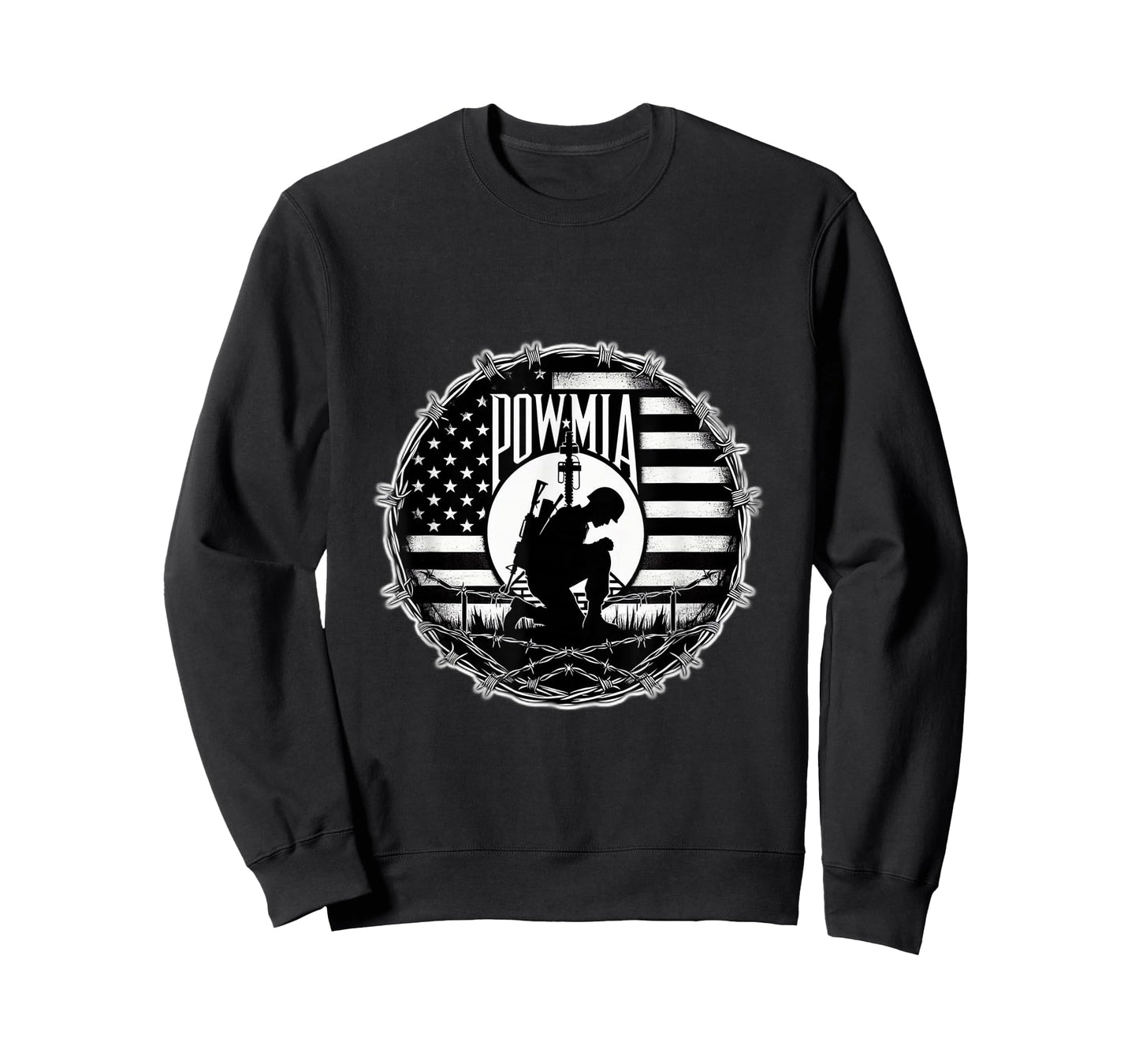 Obvious Logic POW MIA Unisex-Adults Black Cotton, Polyester Blend Short Sleeve Crew Neck T-Shirt