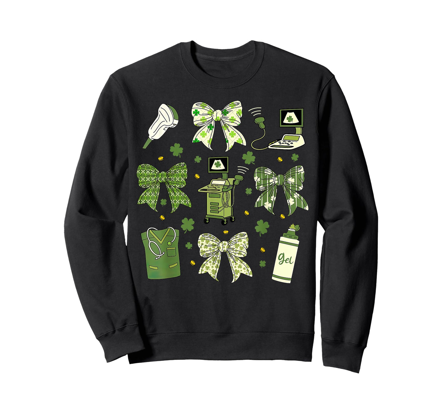 Coquette Bow Sonographer St Patrick's Day Ultrasound Tech OB T-Shirt