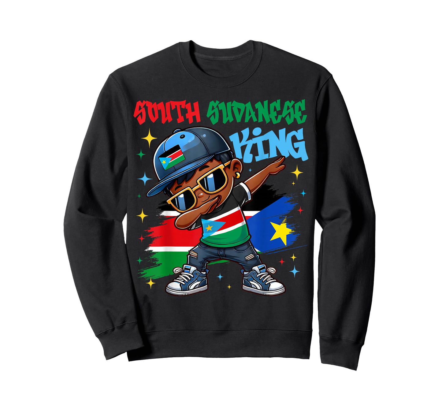 South Sudanese King Dabbing South Sudan Flag Pride for Kids T-Shirt