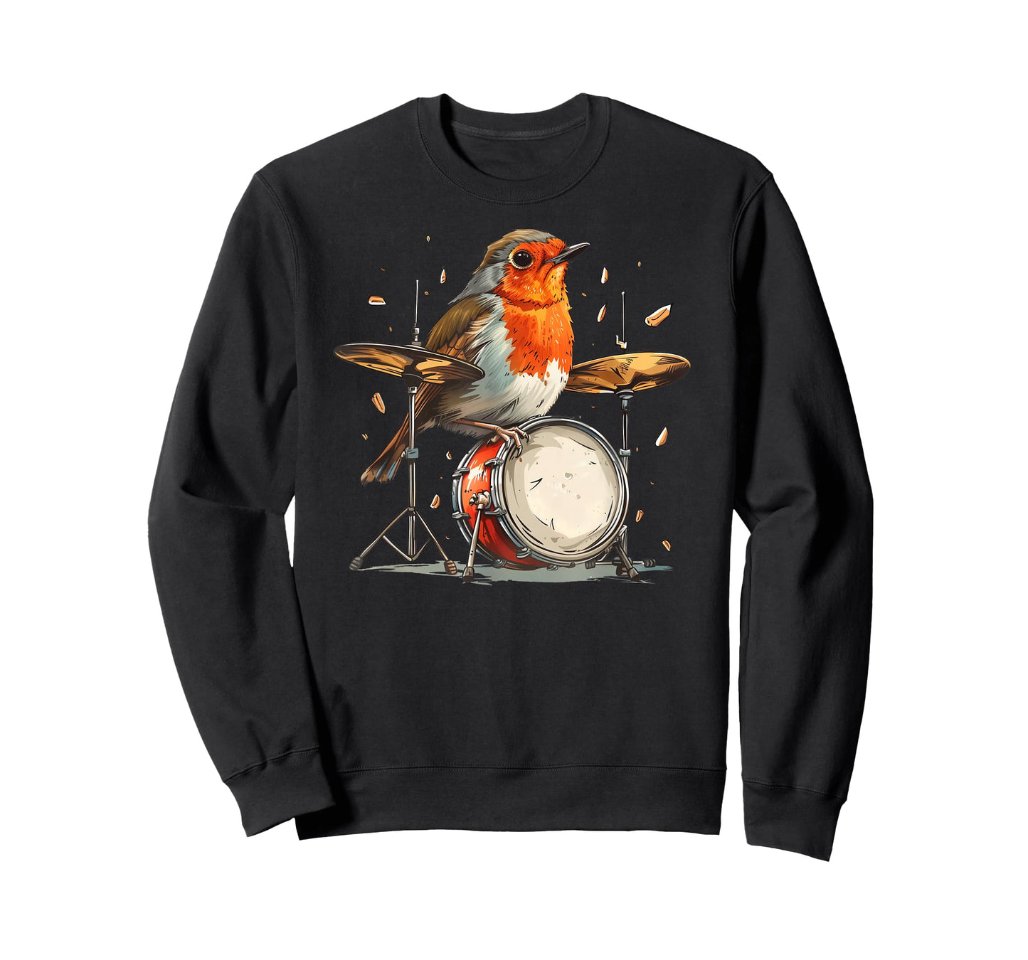 Funny Rocking Robin Bird - Robin Playing The Drums T-Shirt