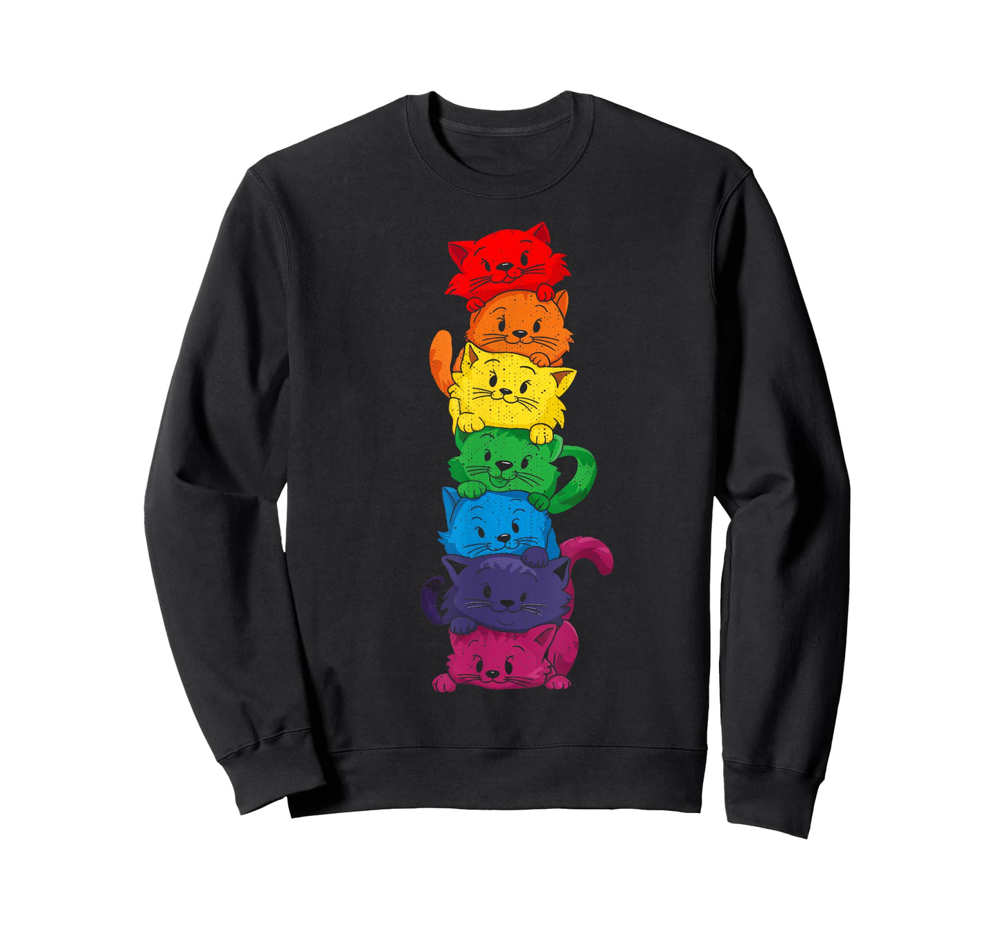 Vintage LGBT Cat Stack Rainbow Gay Pride For Cat Lover Men Women Girls Kids T-Shirt